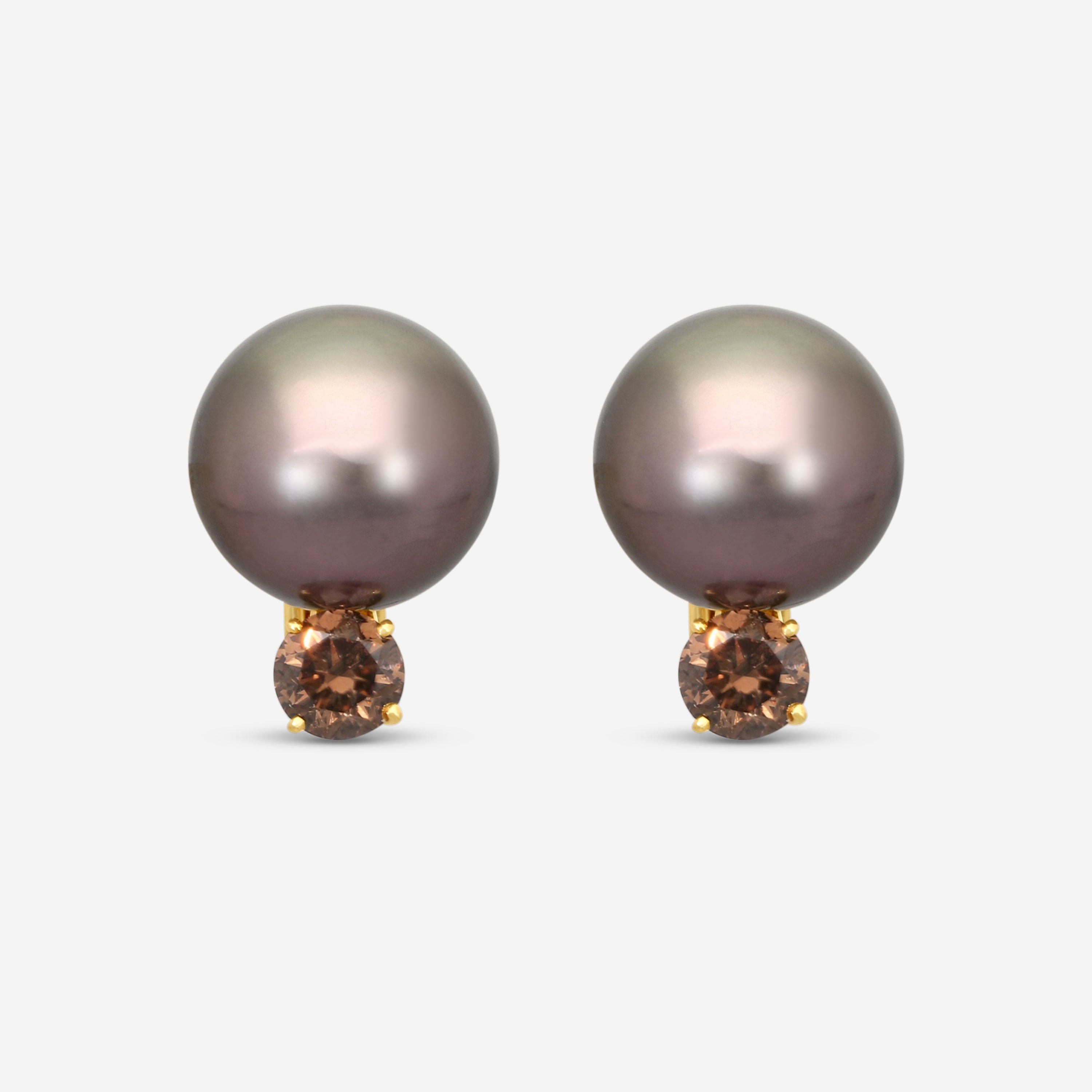Assael 18K Yellow Gold Tahitian Pearl & Diamond Clip-On Earrings E5463 — view 2