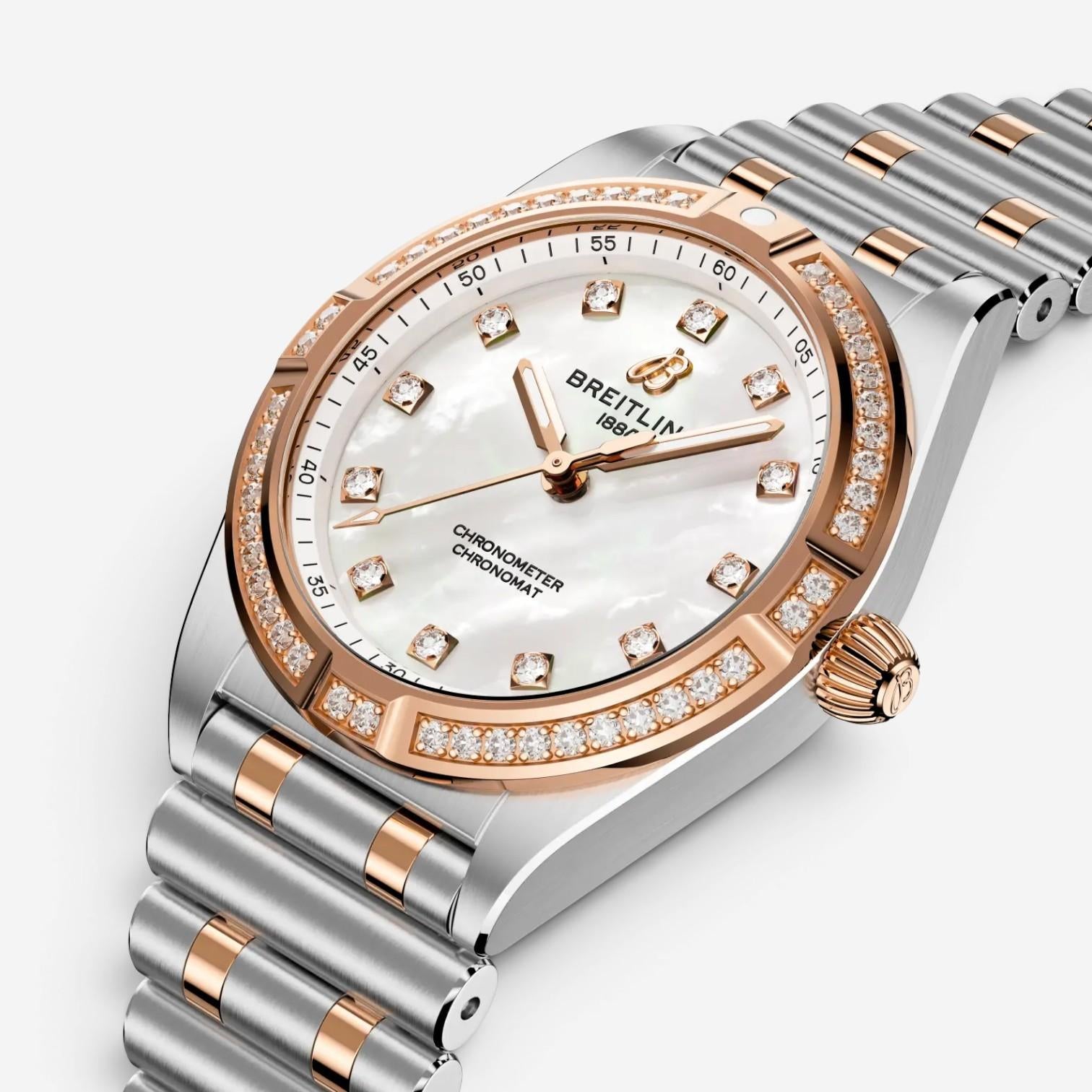 Breitling Chronomat Stainless Steel & 18K Rose Gold Quartz Ladies Watch U7231053 — view 2