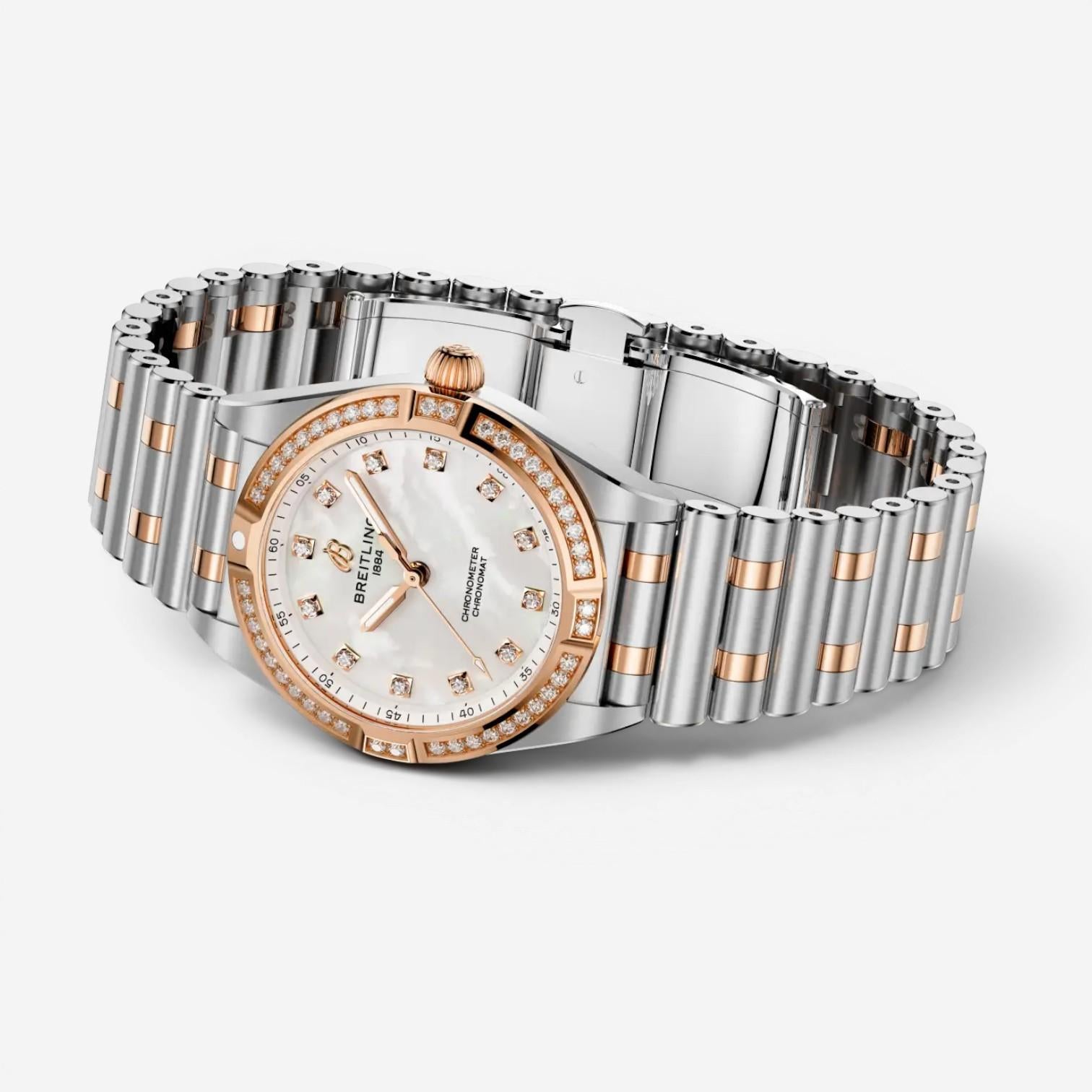Breitling Chronomat Stainless Steel & 18K Rose Gold Quartz Ladies Watch U7231053 — view 3
