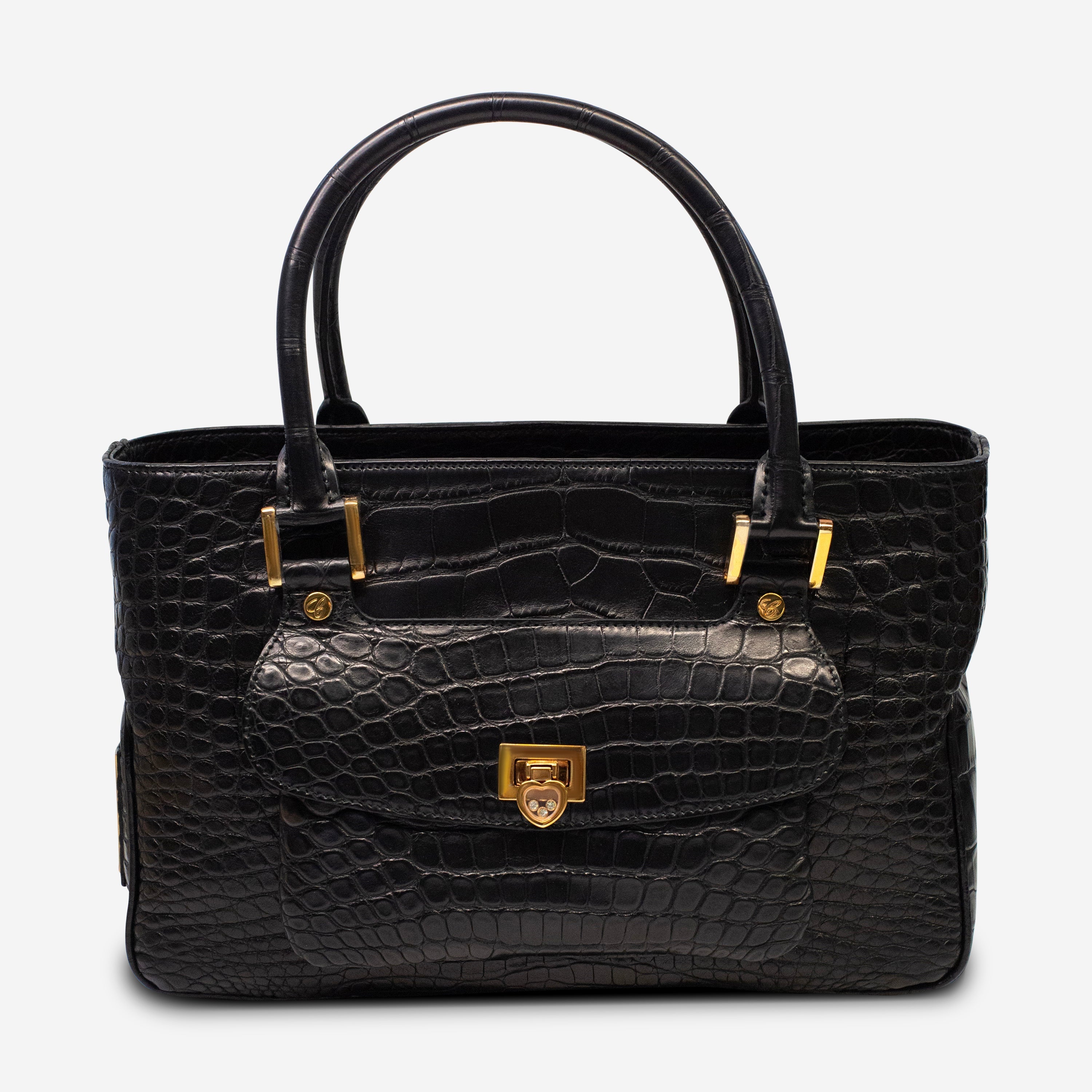 Chopard Riviera Matte Black Alligator Leather Handbag 95000-0178