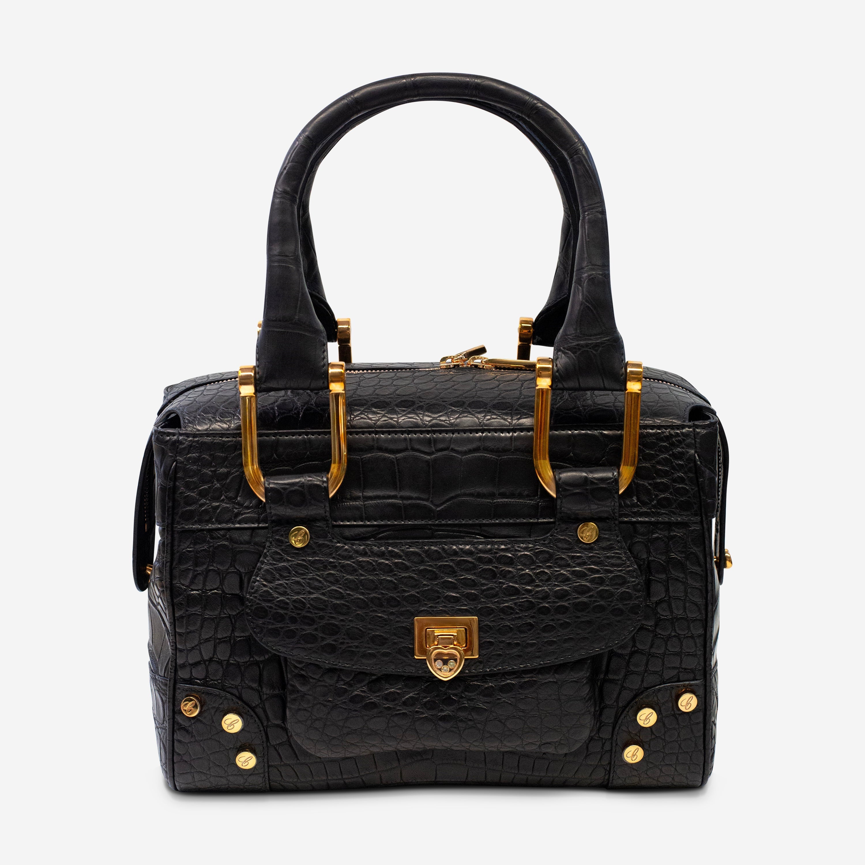 Chopard Caroline Mini Matte Black Alligator Leather Handbag 95000-0176