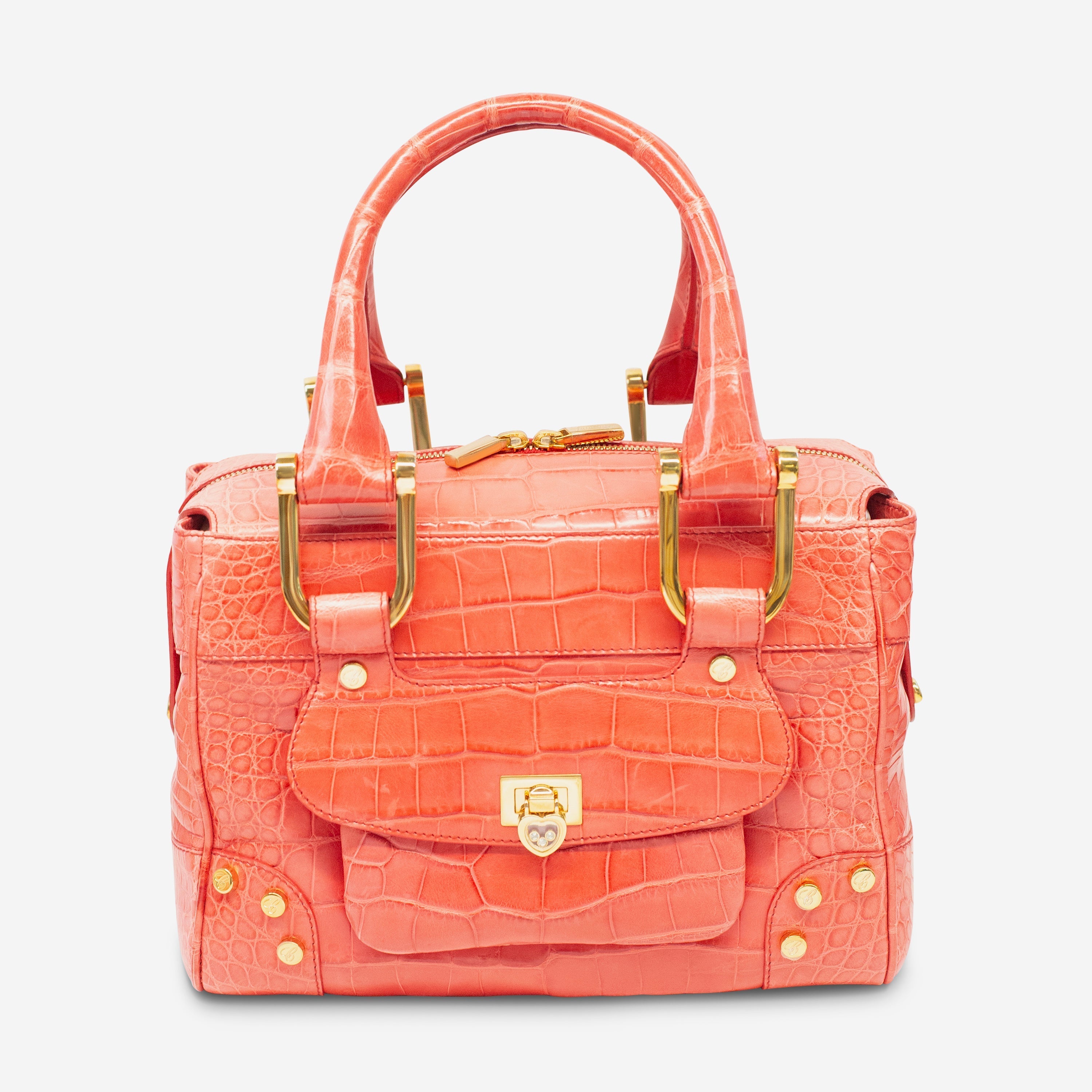 Chopard Caroline Mini Shiny Coral Alligator Leather Handbag 95000-0206