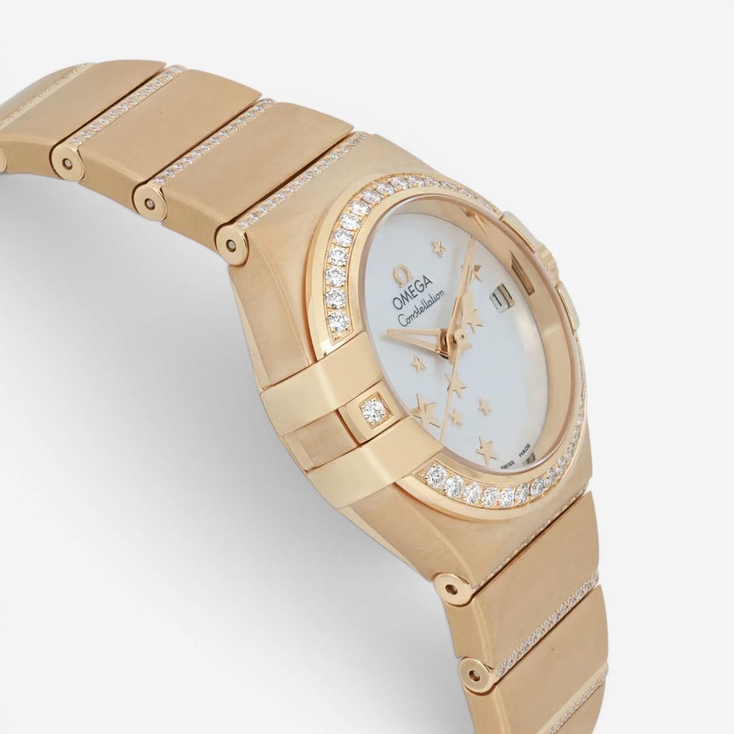 Omega Constellation 18K Yellow Gold Diamond Automatic Ladies Watch 123.55.27.20. — view 3