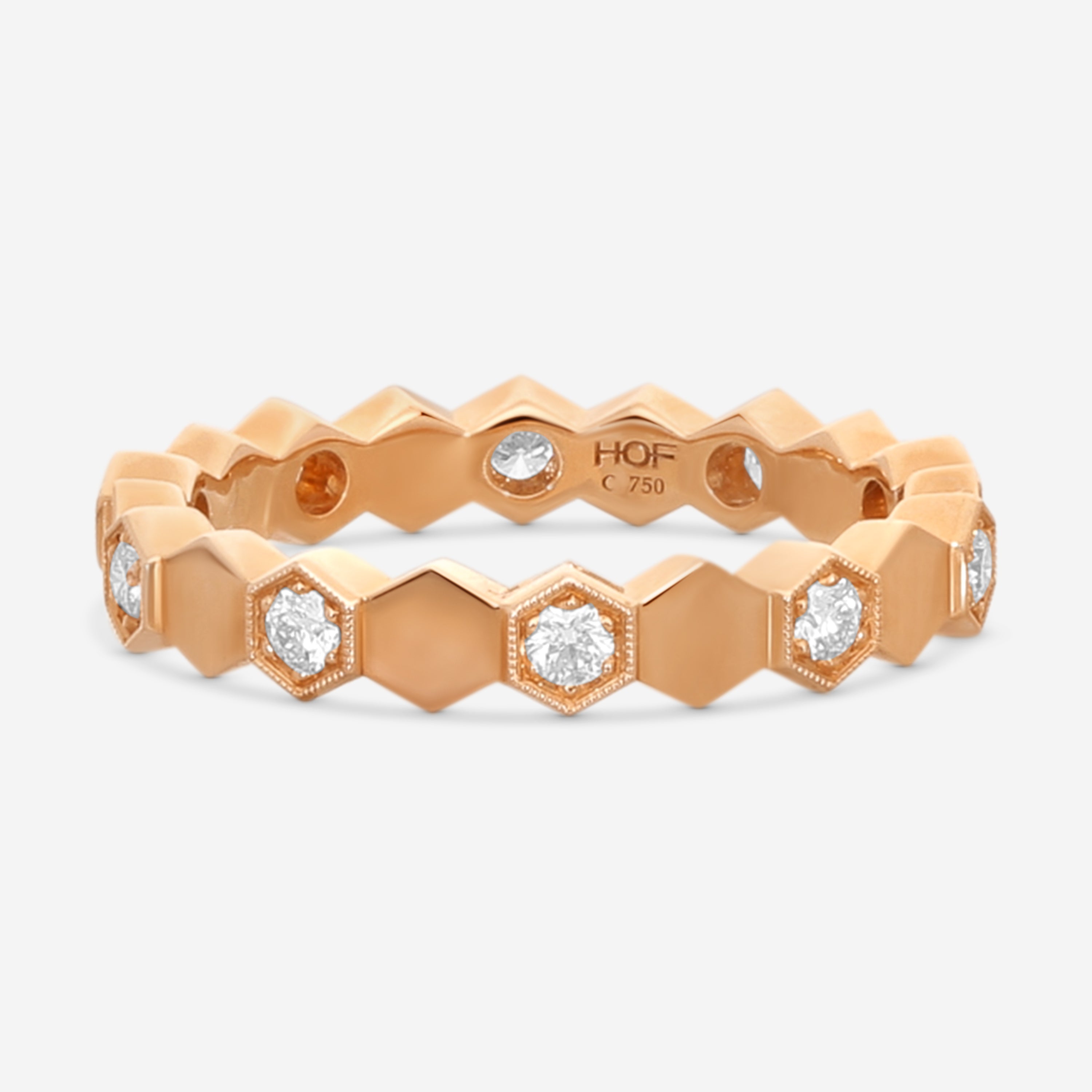 Hearts On Fire Hex 18K Rose Gold Diamond Eternity Band Ring Sz. 6.5 HBAHEX8R-Z65