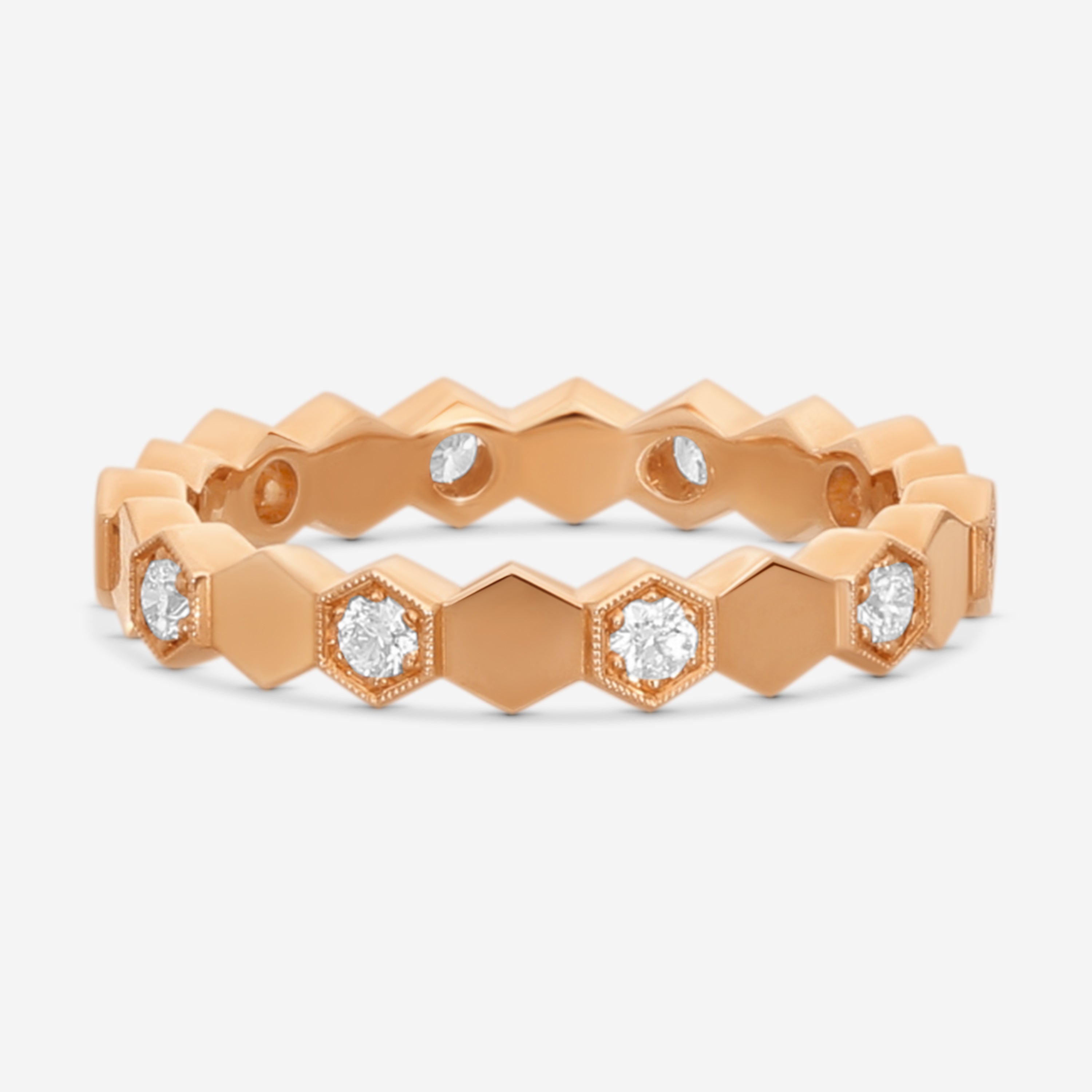 Hearts On Fire Hex 18K Rose Gold Diamond Eternity Band Ring Sz. 6.5 HBAHEX8R-Z65 — view 3
