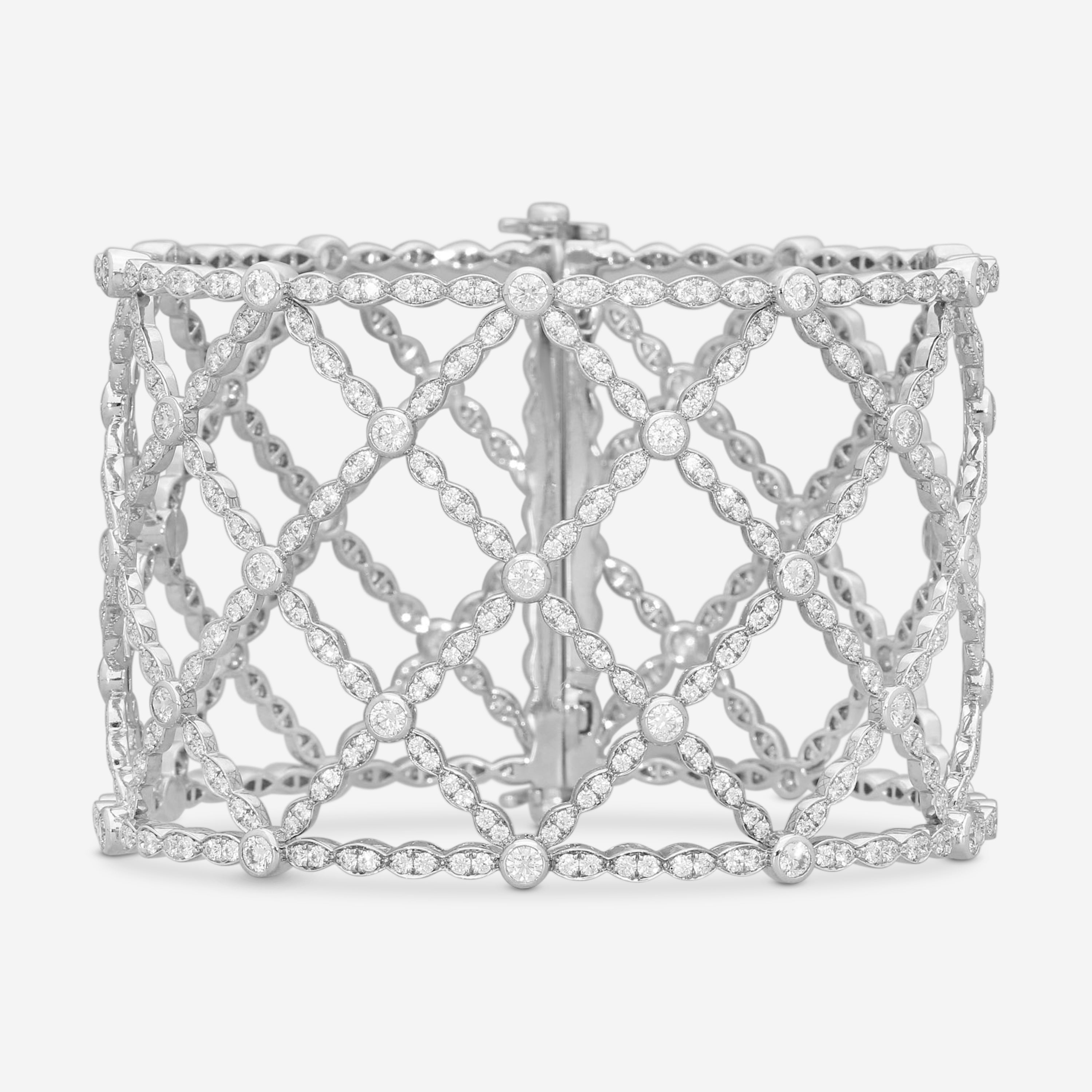 Hearts On Fire Lorelei Lattice 18K White Gold Diamond Bracelet HFBLORDILAT08308W