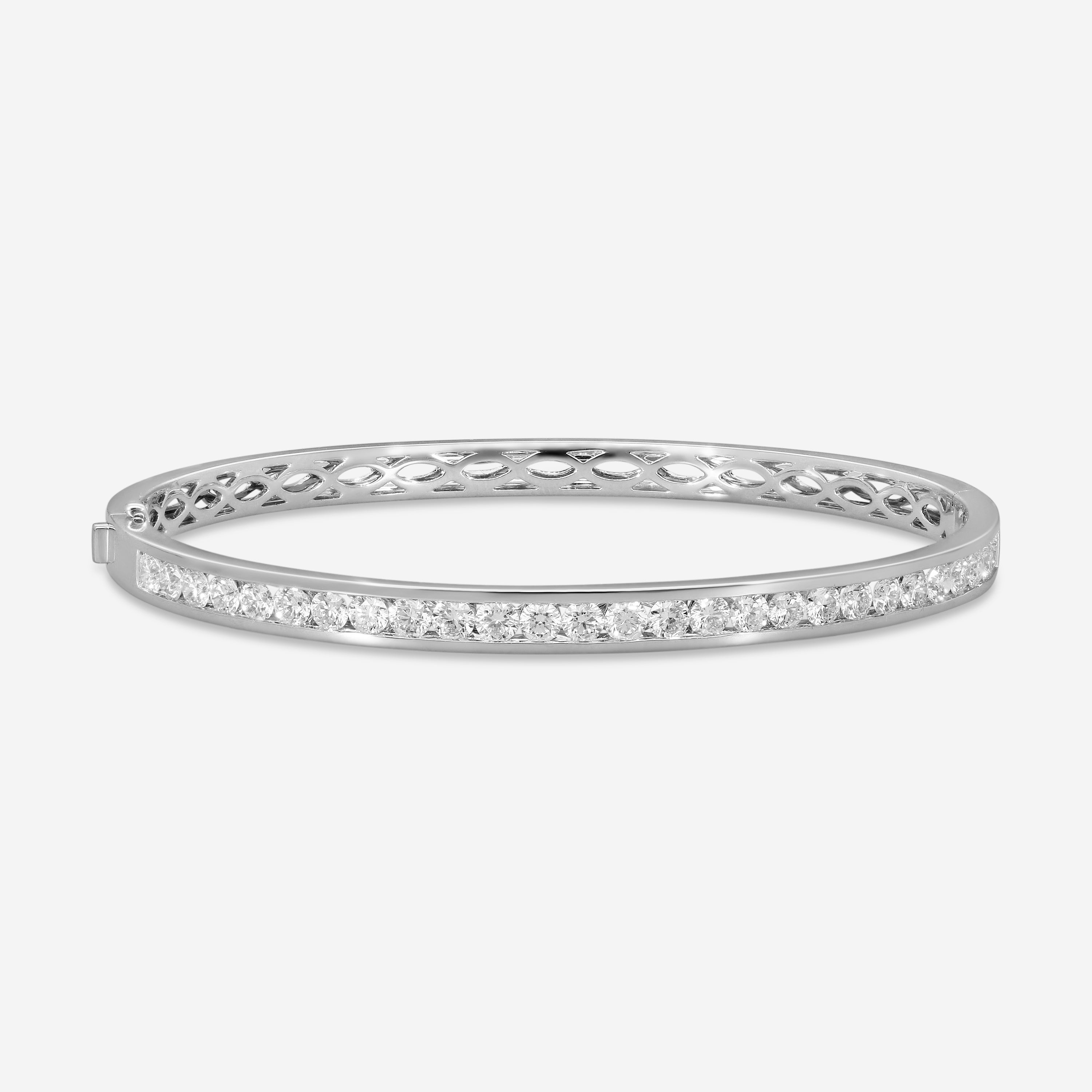 Mémoire 18K White Gold Channel Set Diamond Bangle Bracelet FGCS123-18KW