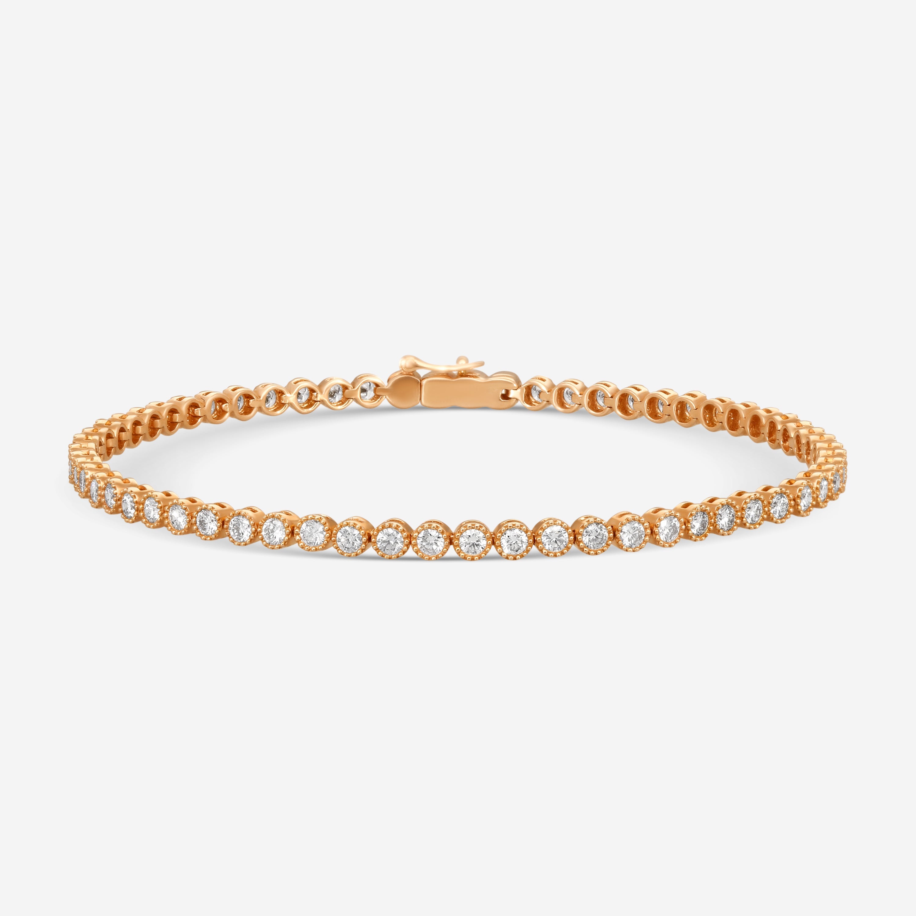 Mémoire Milgrain 18K Rose Gold Line Diamond Tennis Bracelet CBDD134-18KR