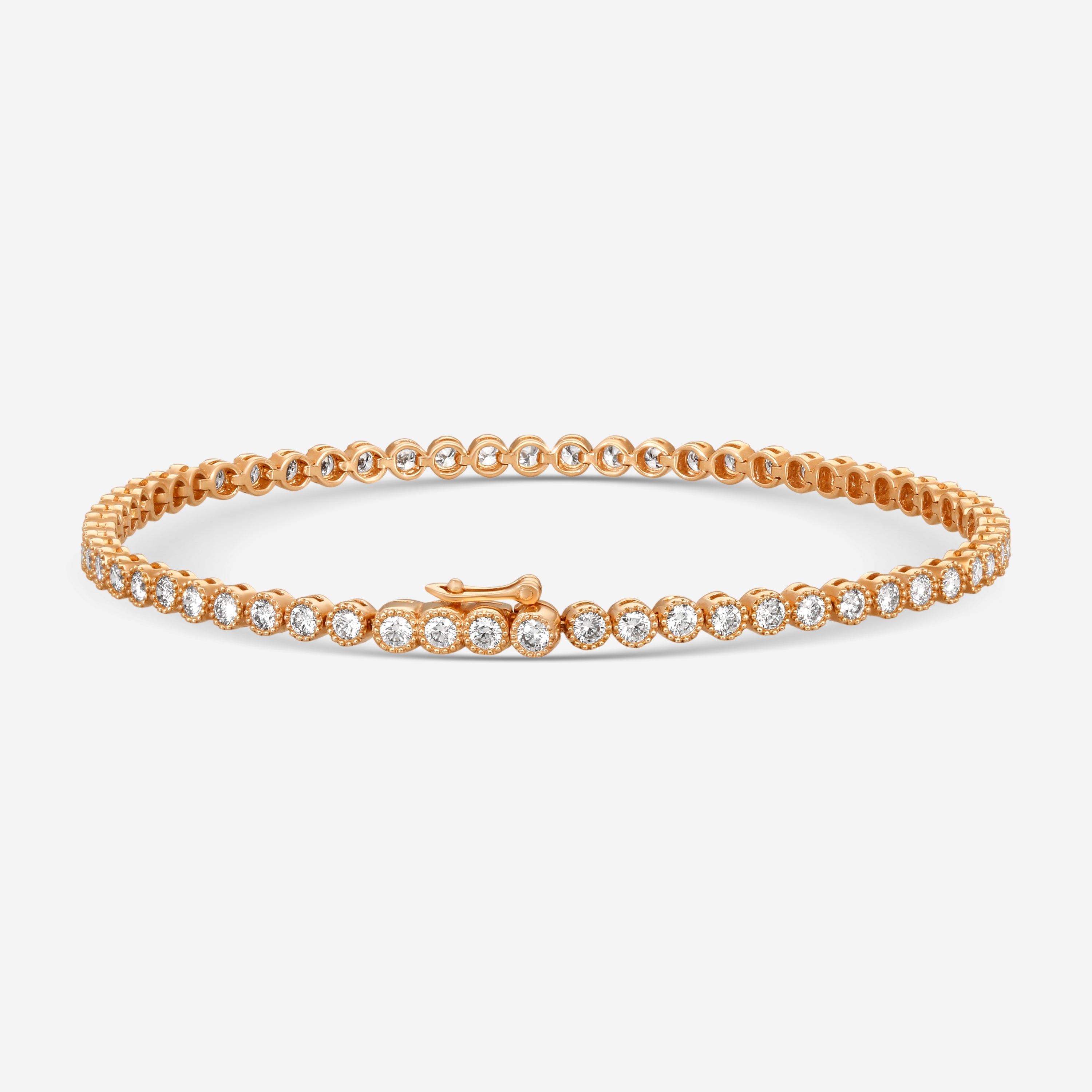 Mémoire Milgrain 18K Rose Gold Line Diamond Tennis Bracelet CBDD134-18KR — view 3