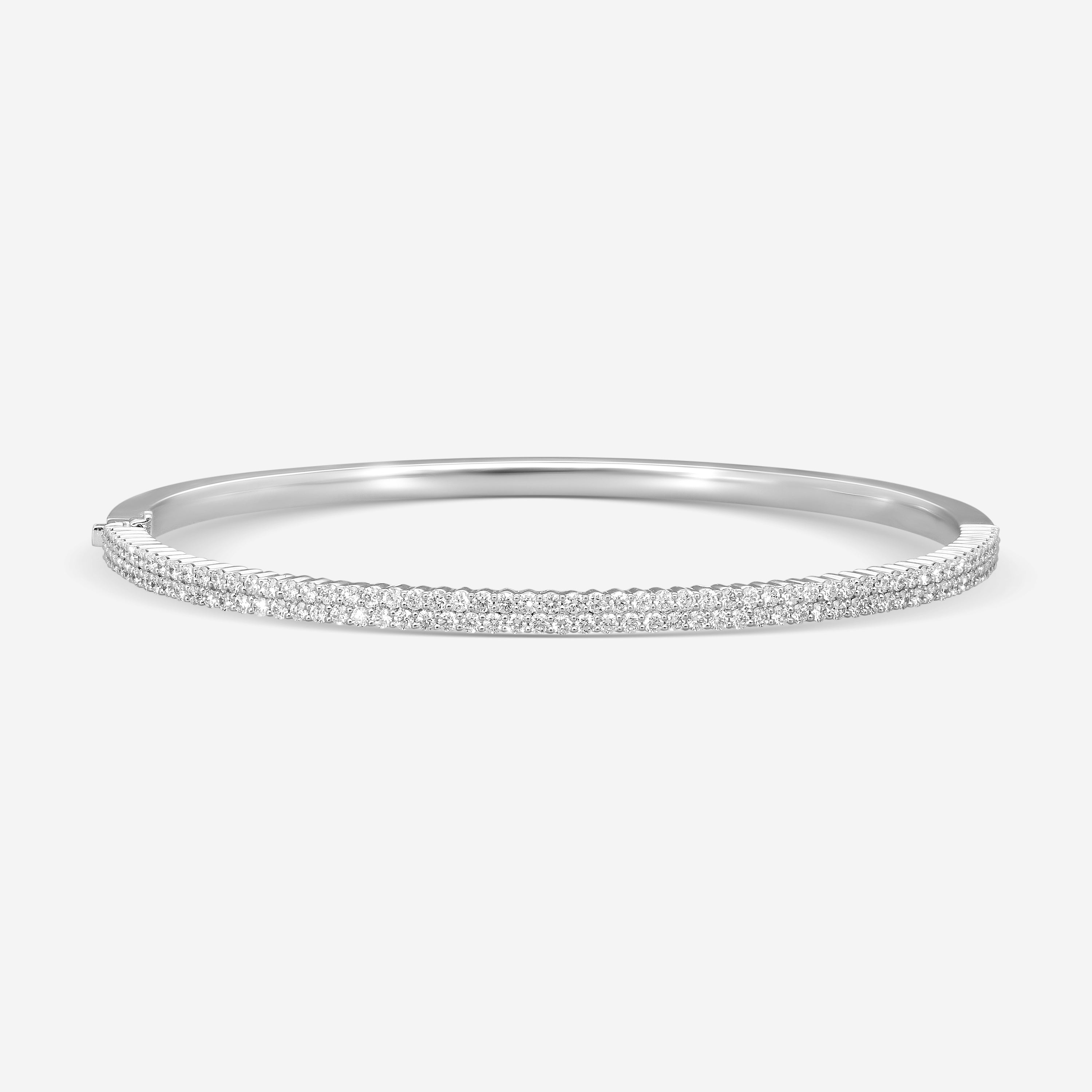 Mémoire Paramount 18K White Gold Double Row Diamond Bangle Bracelet CGPR124-18KW