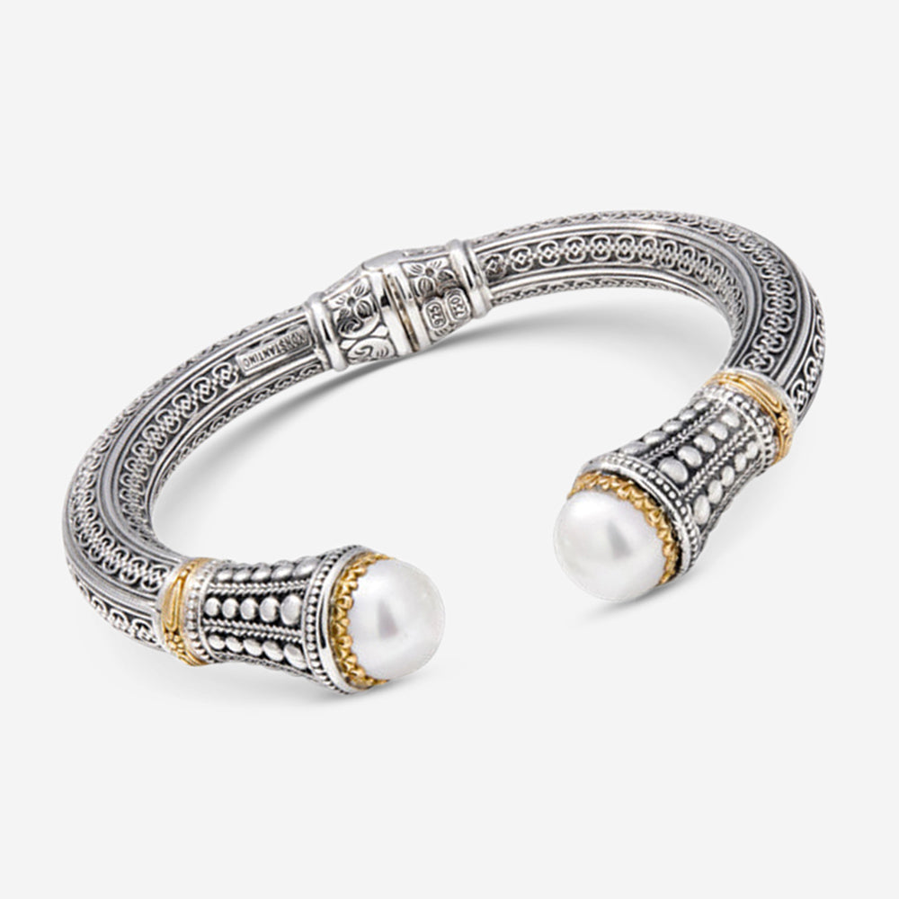 Konstantino Pearl Clas Sterling Silver & 18K Yellow Gold Pearl Bracelet BMK4202 — view 2