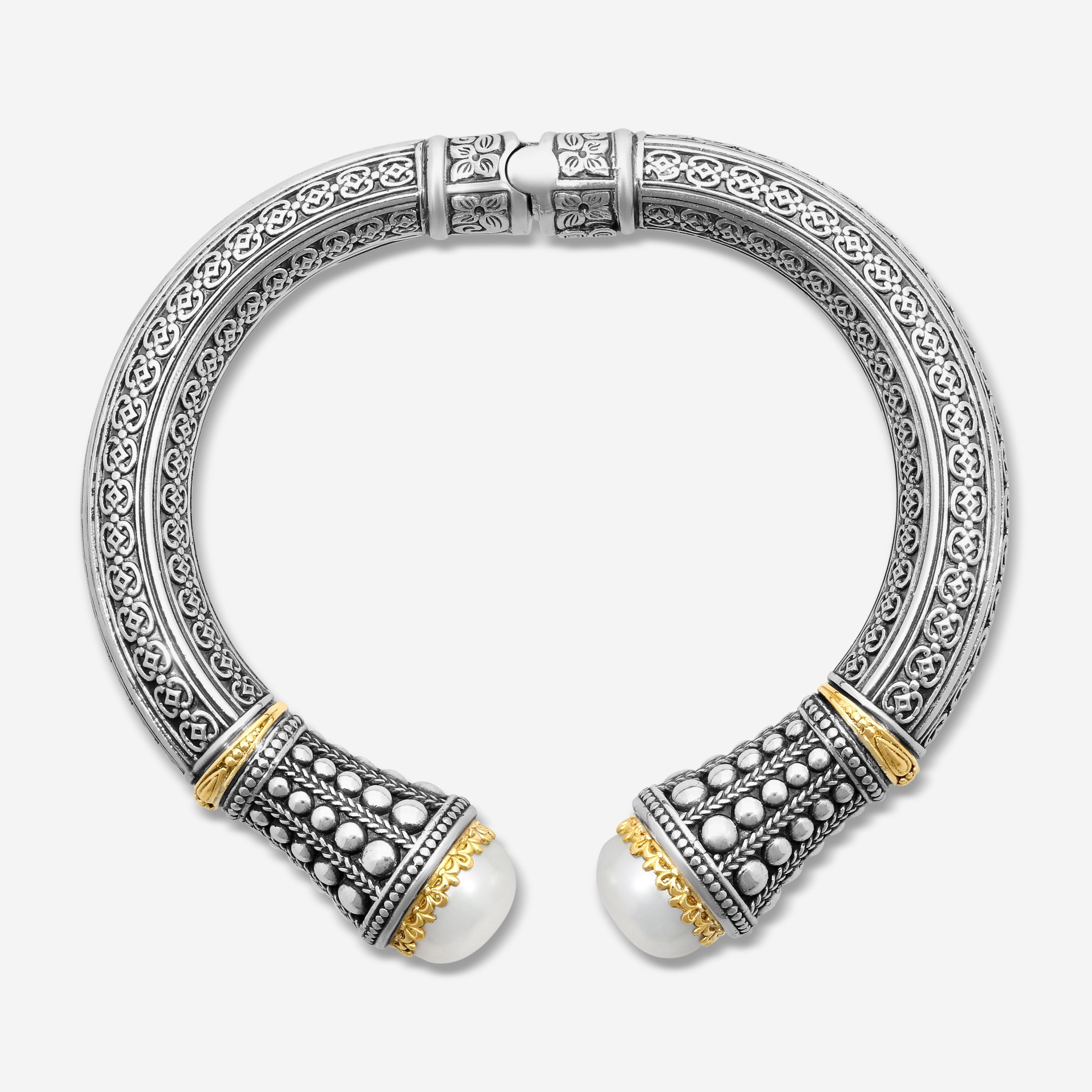 Konstantino Pearl Clas Sterling Silver & 18K Yellow Gold Pearl Bracelet BMK4202 — view 3