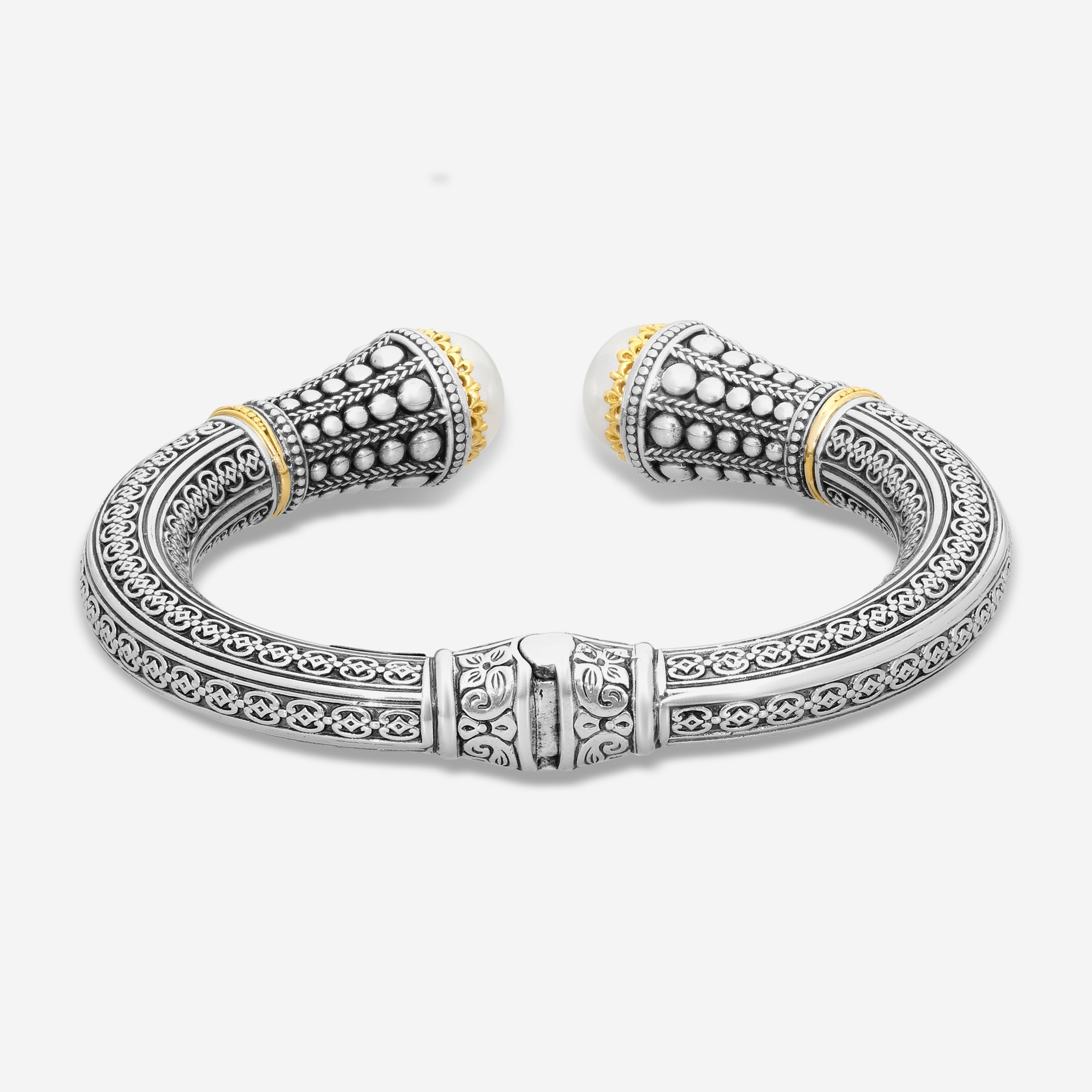 Konstantino Pearl Clas Sterling Silver & 18K Yellow Gold Pearl Bracelet BMK4202 — view 4