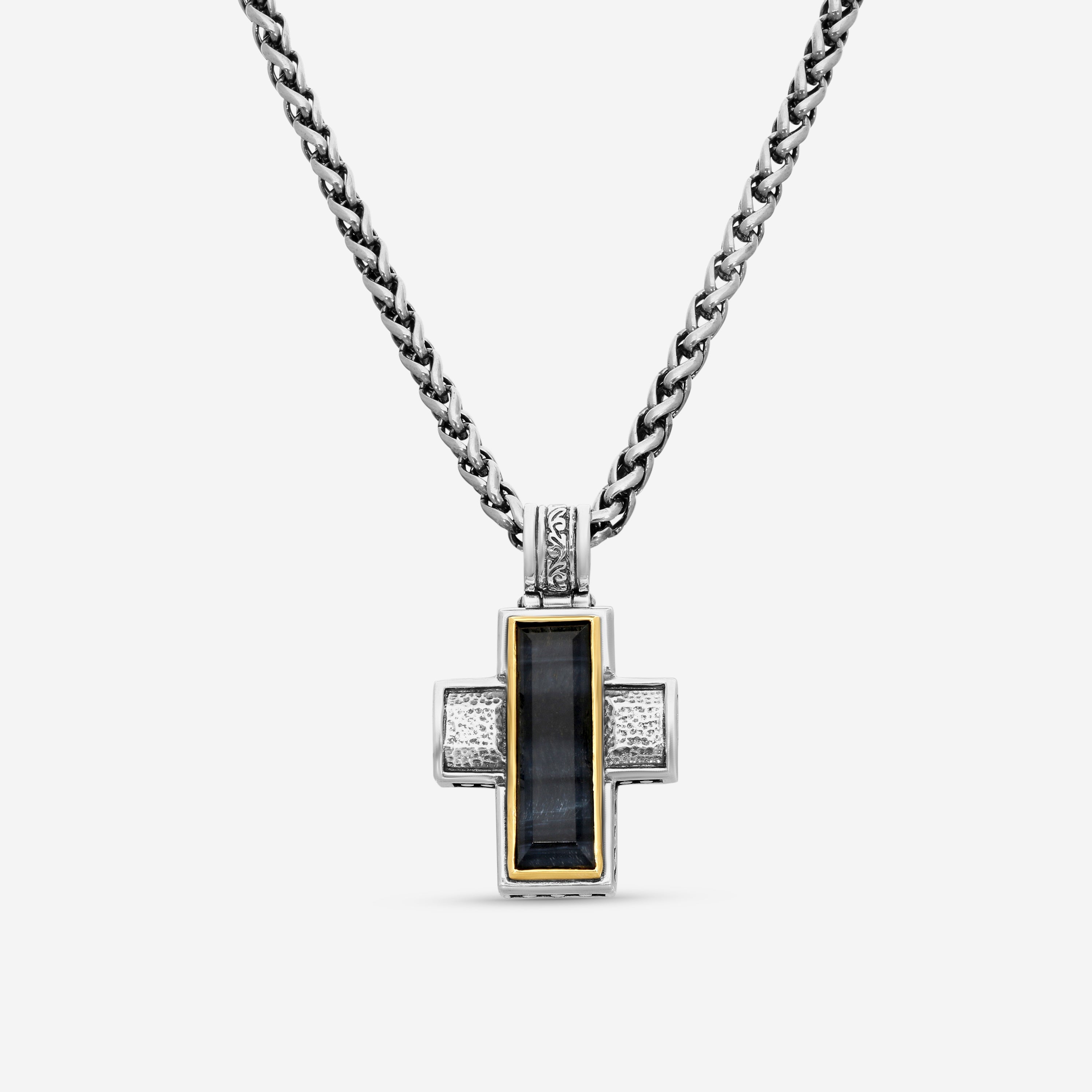 Konstantino Hephaestus Sterling Silver & 18K Yellow Gold Cross Necklace STKJ375-408-CUT - plusCHK