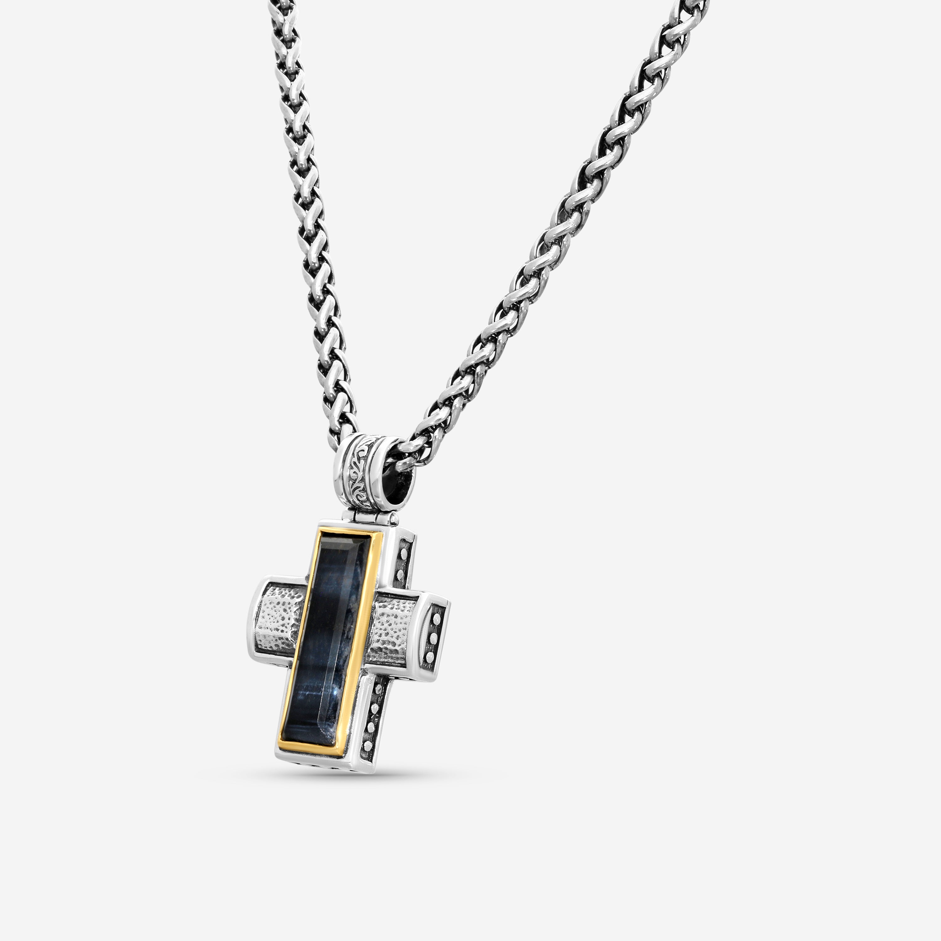 Konstantino Hephaestus Sterling Silver & 18K Yellow Gold Cross Necklace STKJ375-408-CUT - plusCHK — view 2
