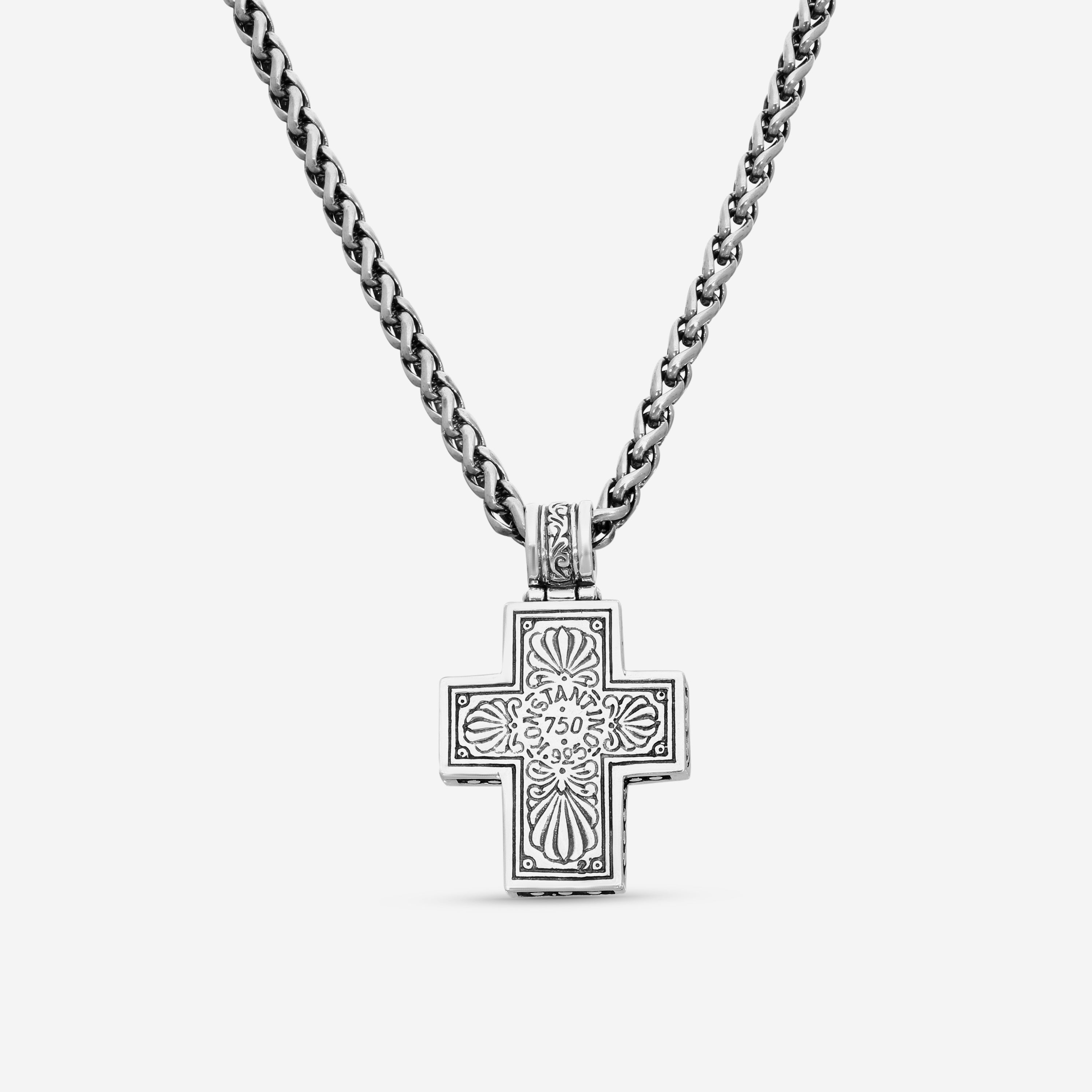 Konstantino Hephaestus Sterling Silver & 18K Yellow Gold Cross Necklace STKJ375-408-CUT - plusCHK — view 3