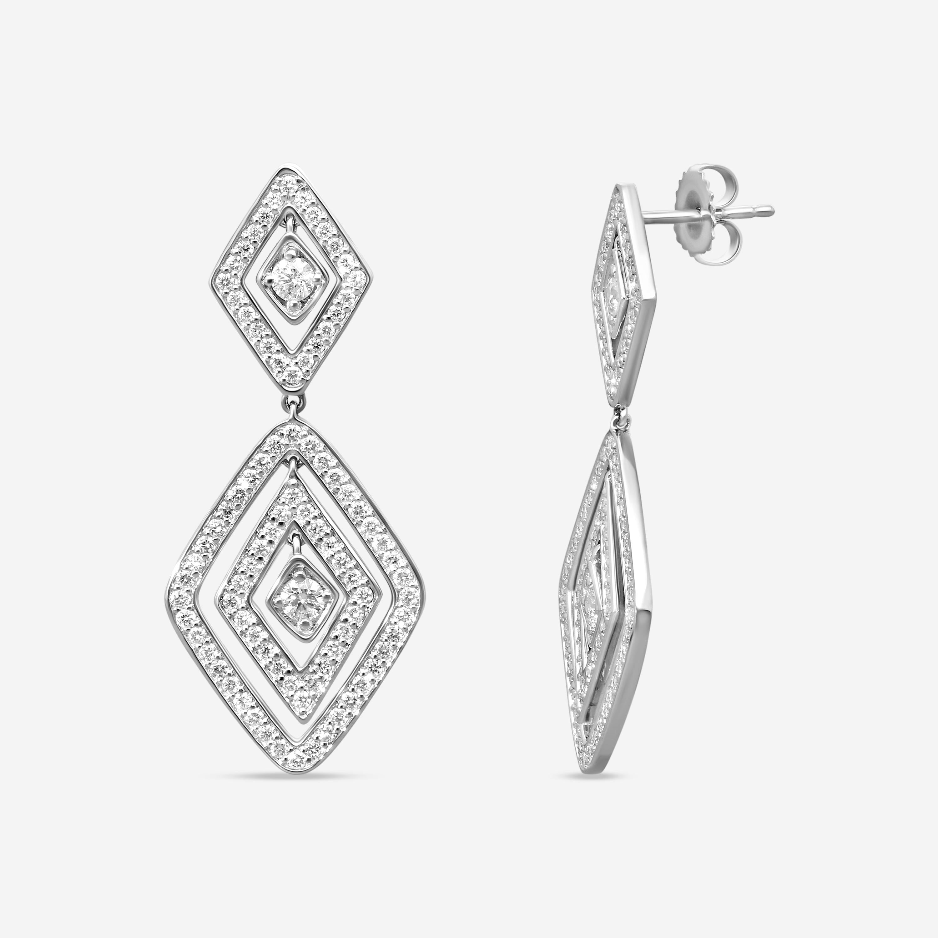 Roberto Coin Diamante 18K White Gold Diamond Drop Earrings 111482AWERX0 — view 2