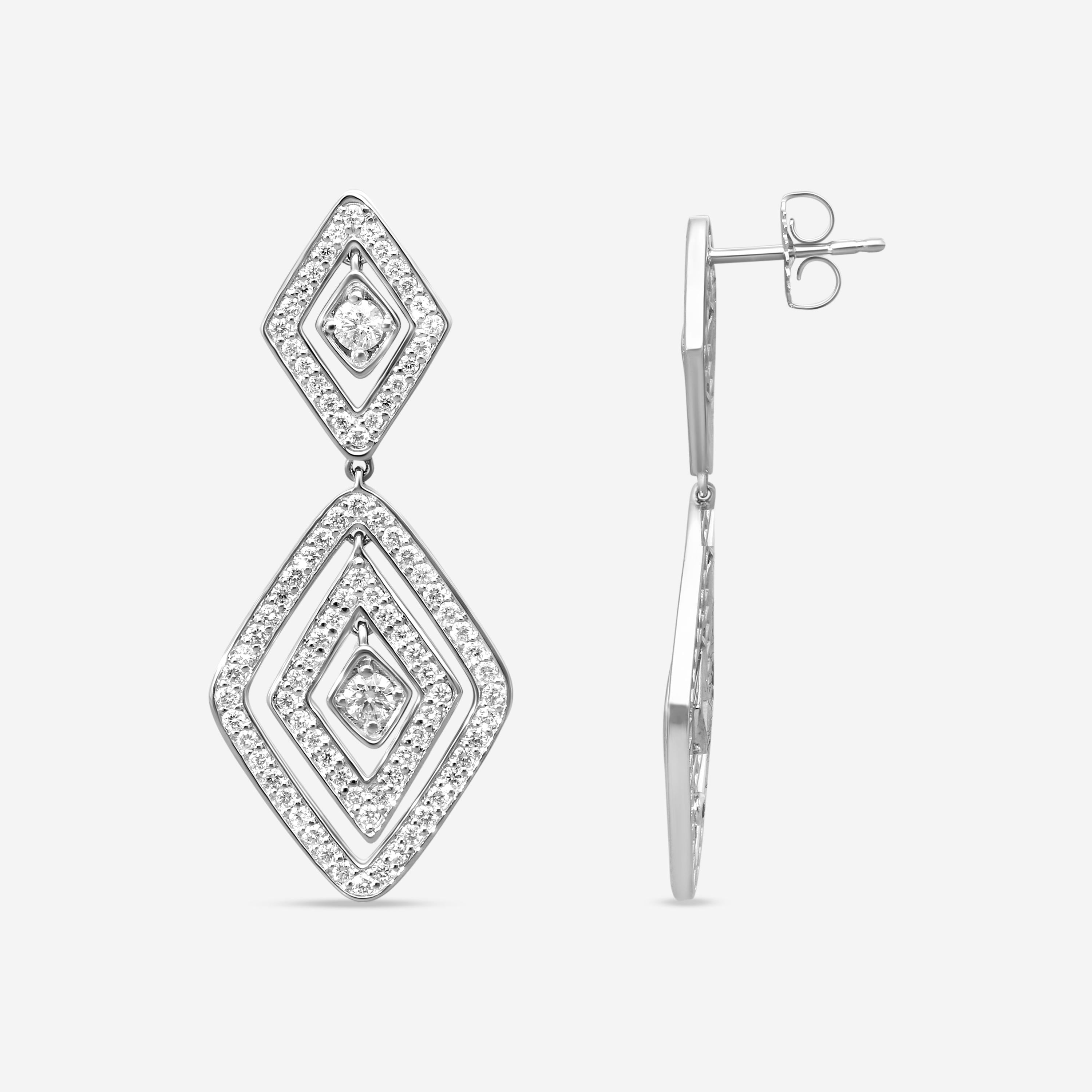Roberto Coin Diamante 18K White Gold Diamond Drop Earrings 111482AWERX0 — view 3
