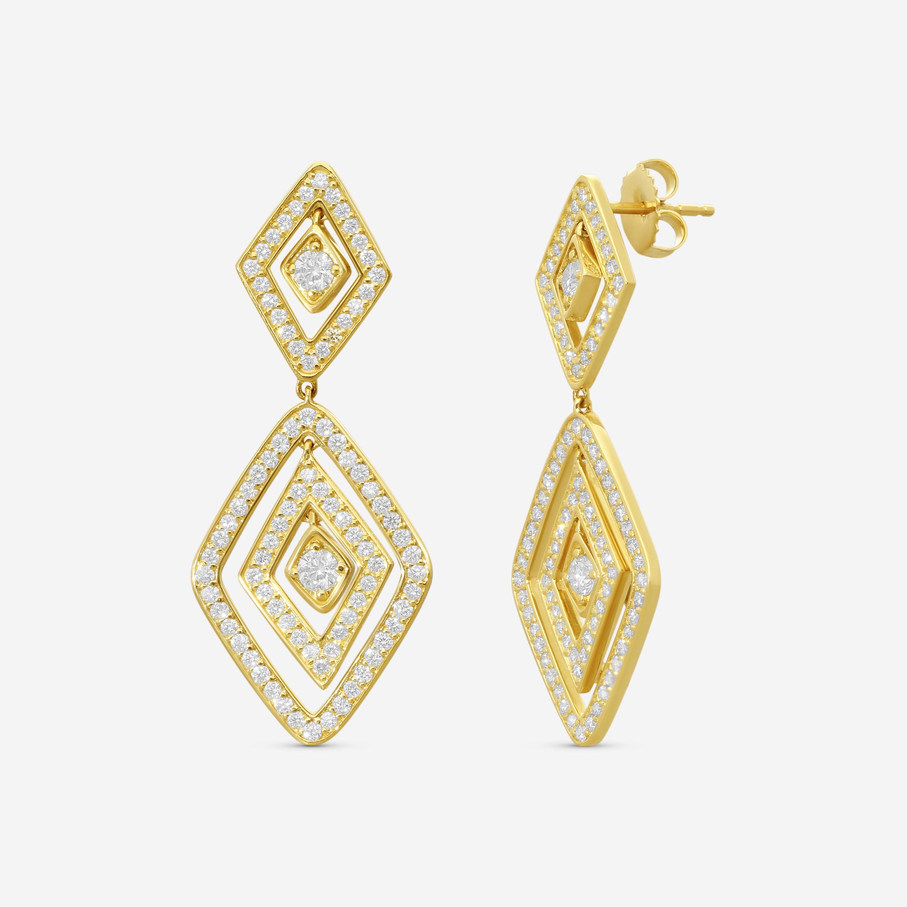 Roberto Coin Diamante 18K Yellow Gold Diamond Drop Earrings 111482AYERX0 — view 2