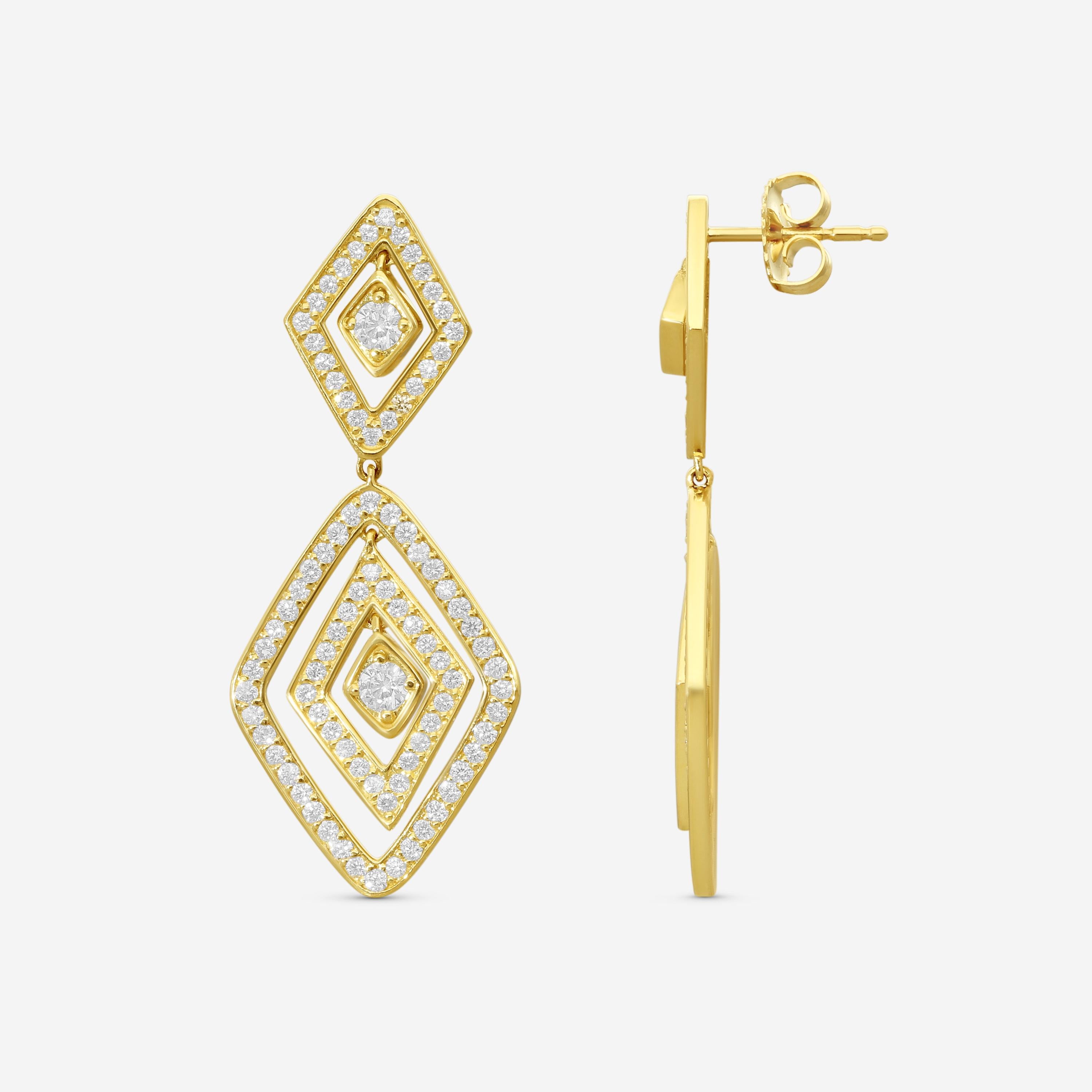 Roberto Coin Diamante 18K Yellow Gold Diamond Drop Earrings 111482AYERX0 — view 3