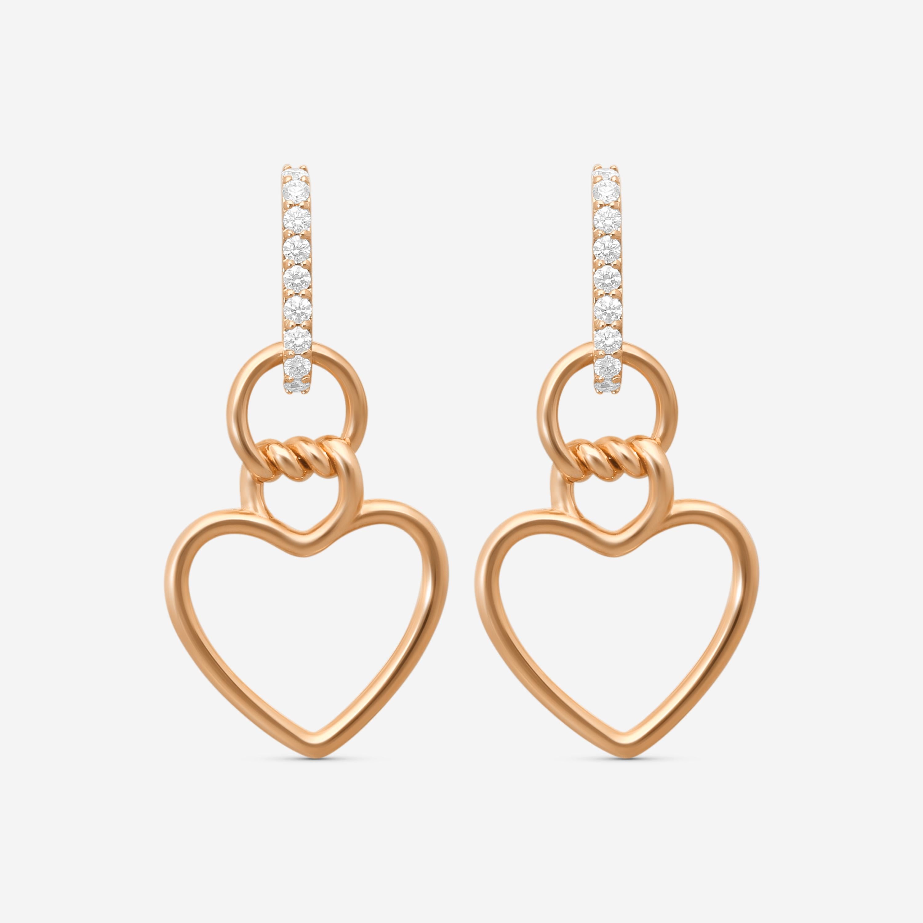Roberto Coin Cialoma 18K Rose Gold Diamond Heart Drop Earrings 7773504AXERX