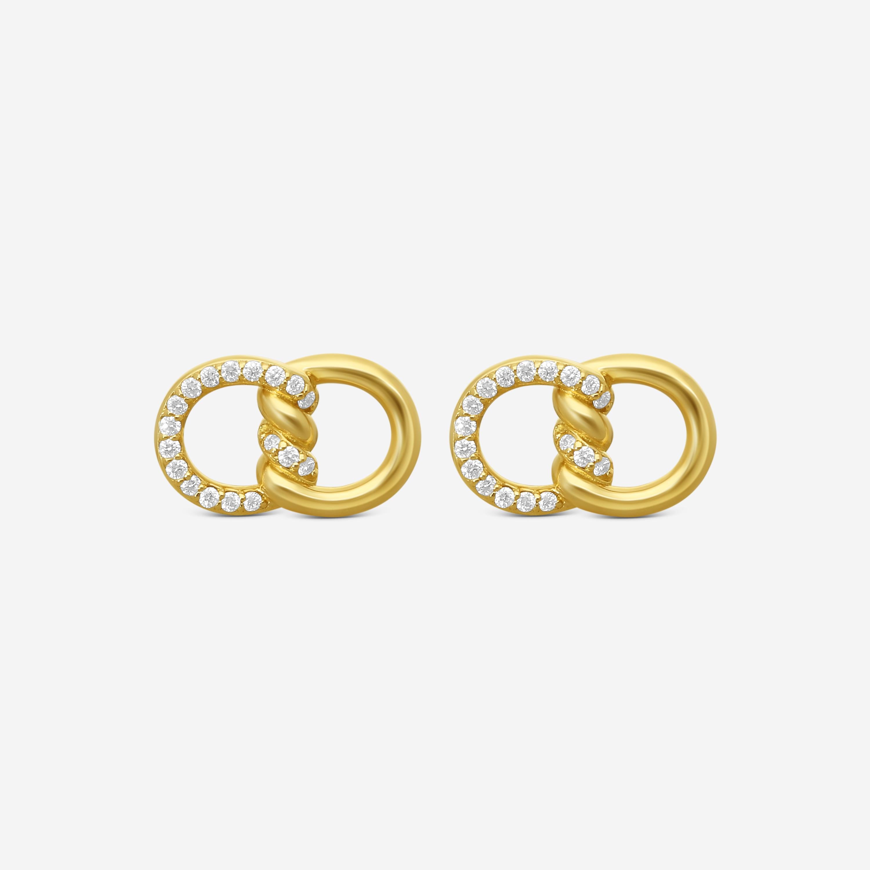Roberto Coin Cialoma 18K Yellow Gold Diamond 2-Link Stud Earrings 7773242AYERX