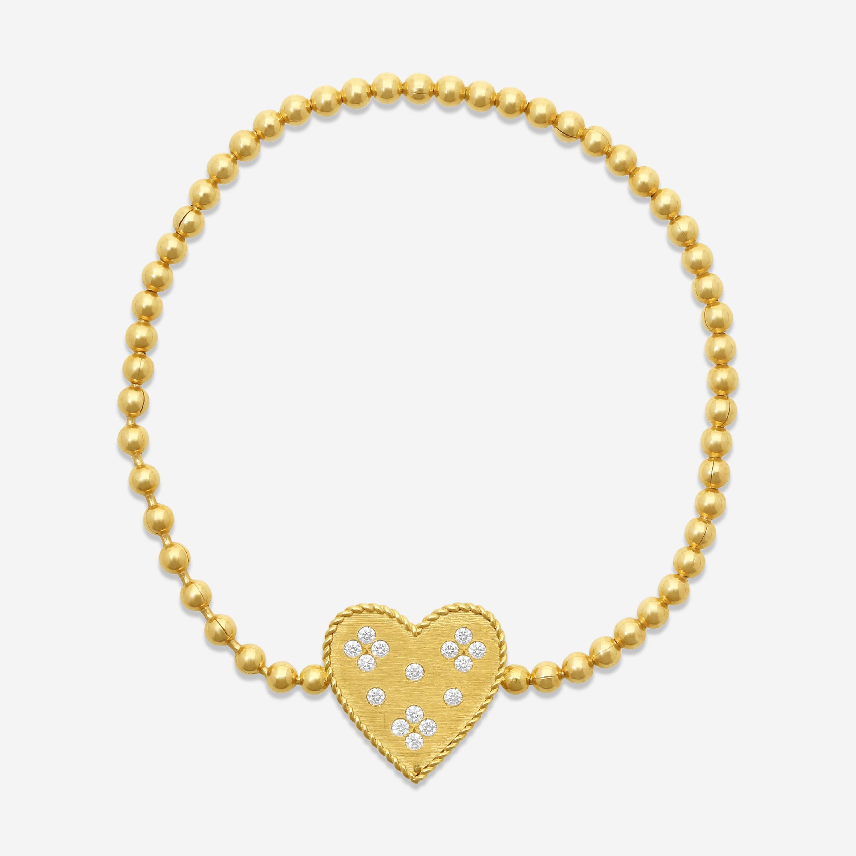 Roberto Coin Venetian Princess 18K Yellow Gold Heart Diamond Bracelet 7773627AY