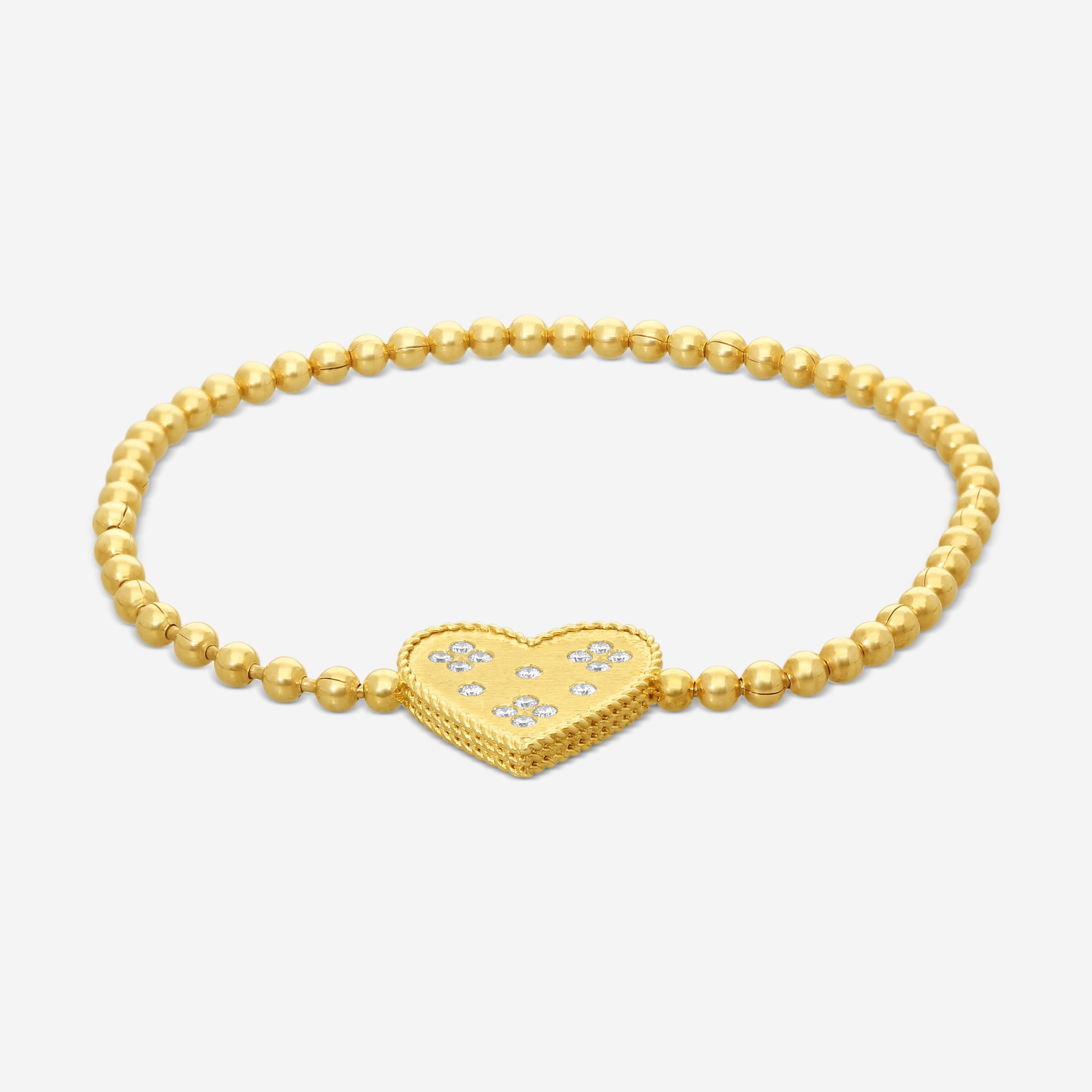 Roberto Coin Venetian Princess 18K Yellow Gold Heart Diamond Bracelet 7773627AY — view 2