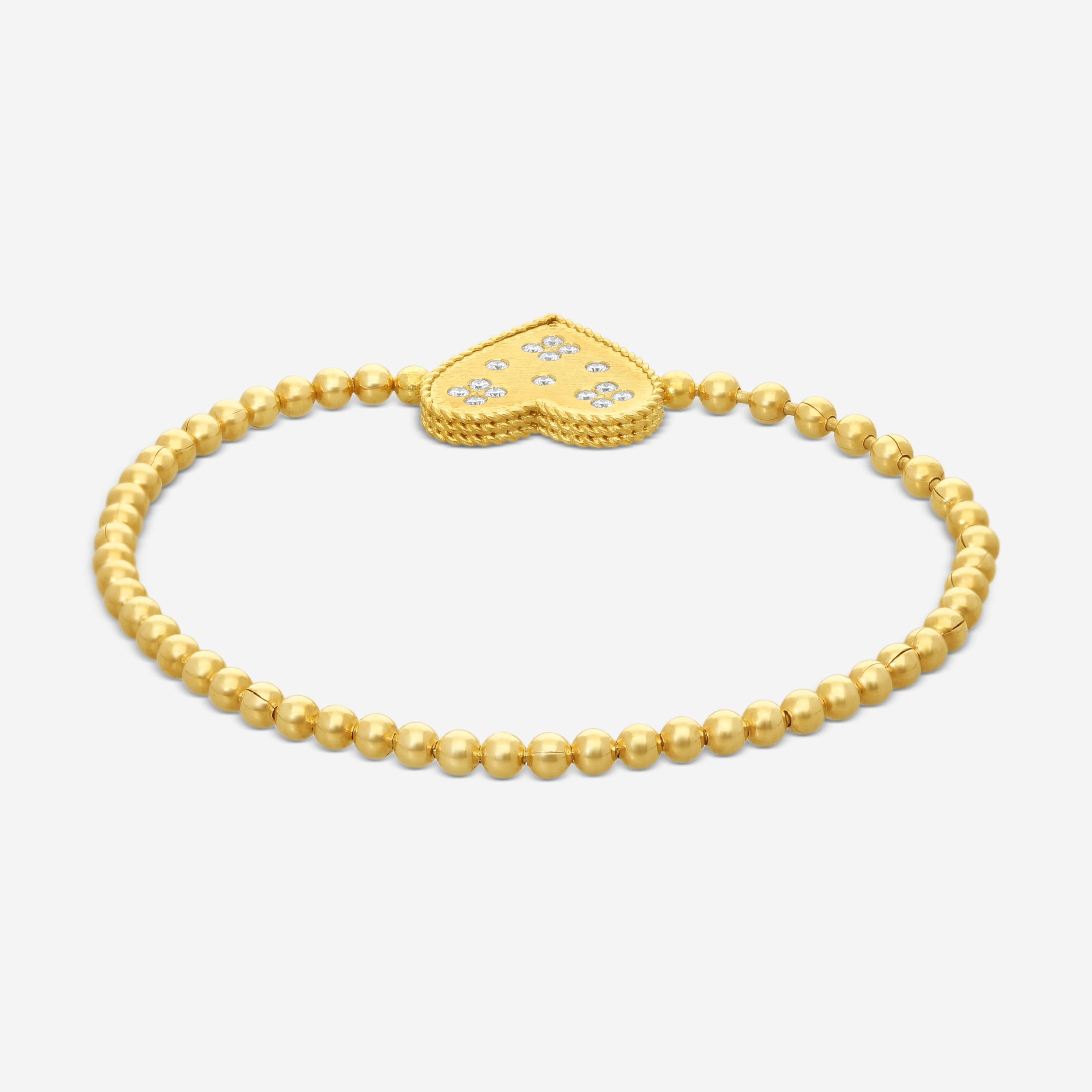 Roberto Coin Venetian Princess 18K Yellow Gold Heart Diamond Bracelet 7773627AY — view 3