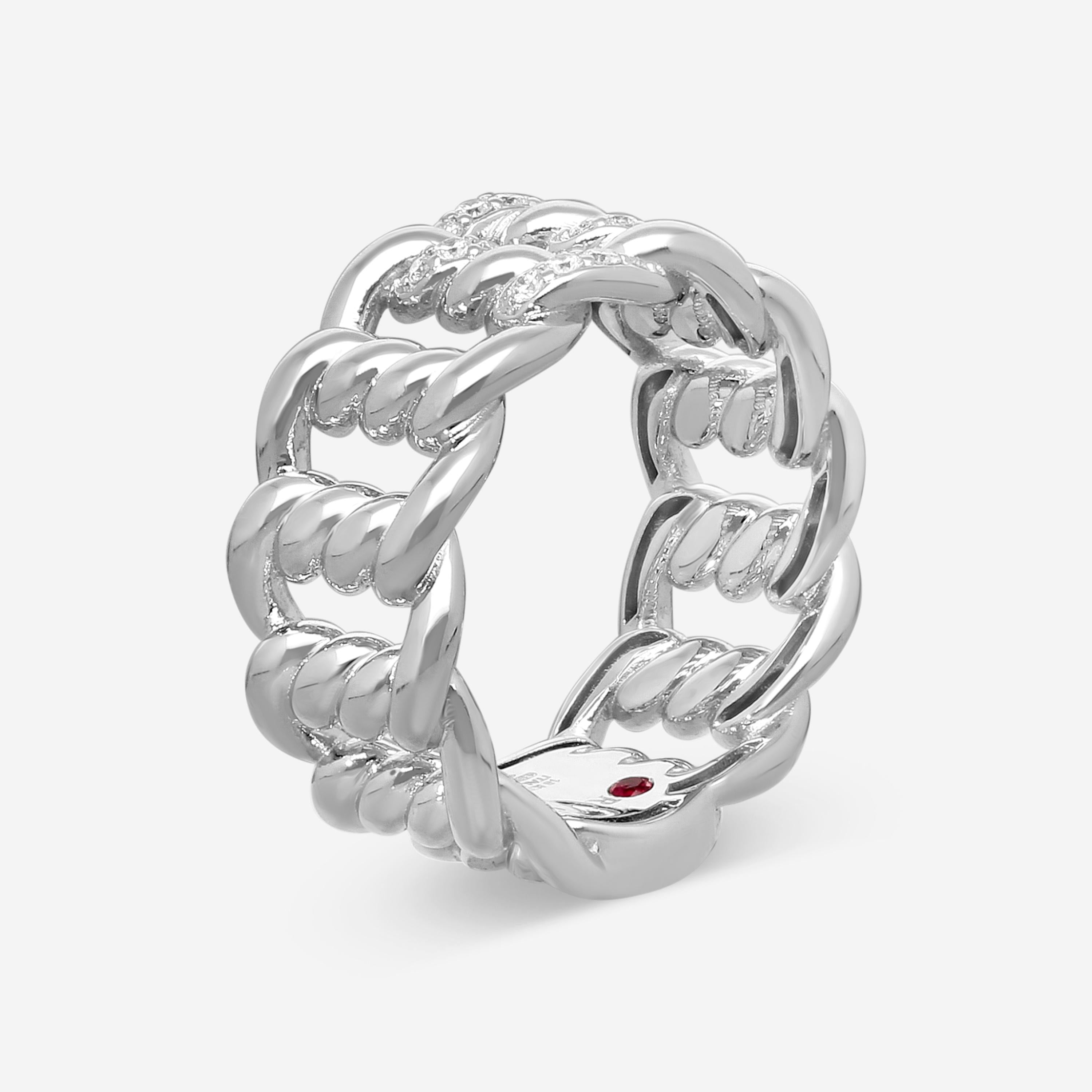 Roberto Coin Cialoma Twisted Link 18K White Gold Diamond Band Ring Sz. 7 7773242AW70X — view 2