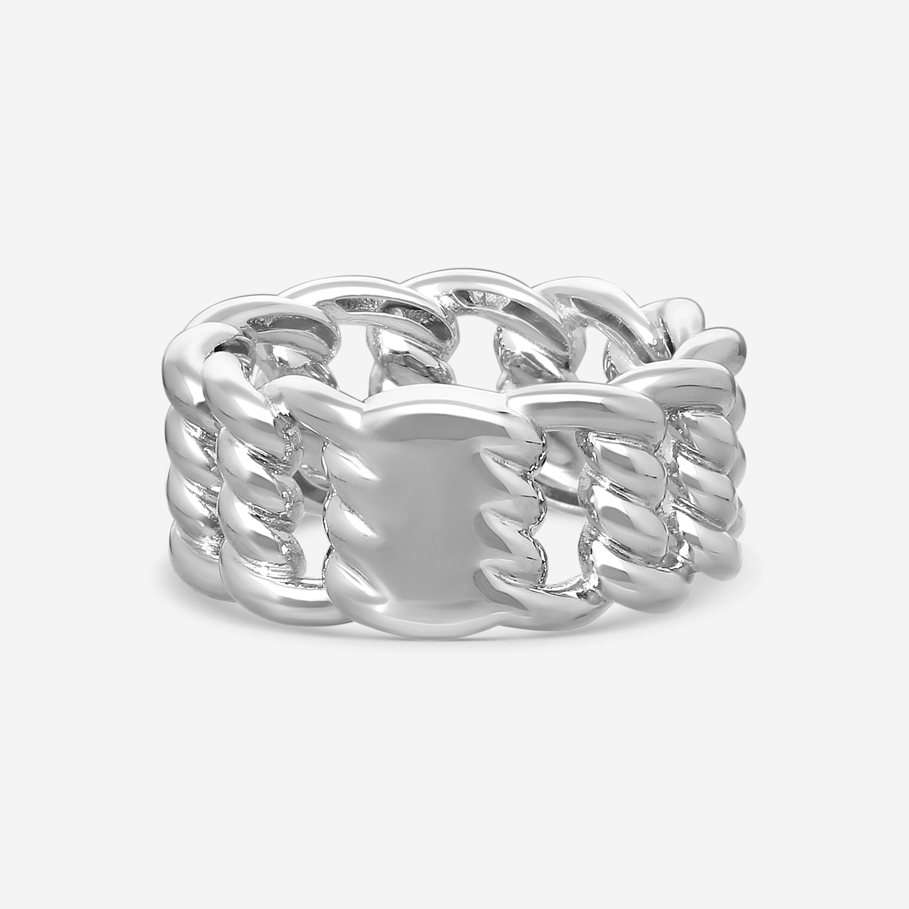 Roberto Coin Cialoma Twisted Link 18K White Gold Diamond Band Ring Sz. 7 7773242AW70X — view 3