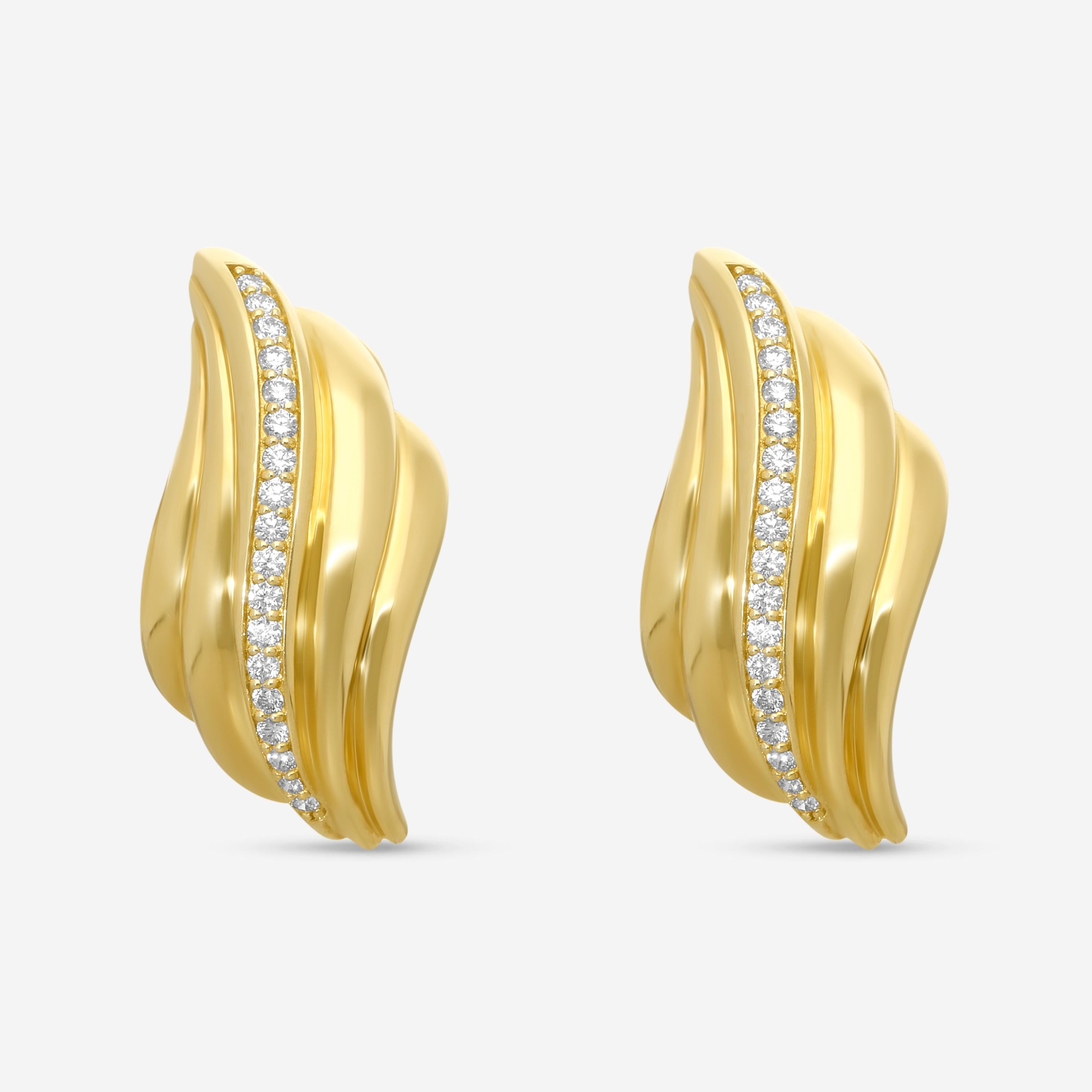 Roberto Coin Des Gold Croissant 18K Yellow Gold Diamond Earrings 111498AYER