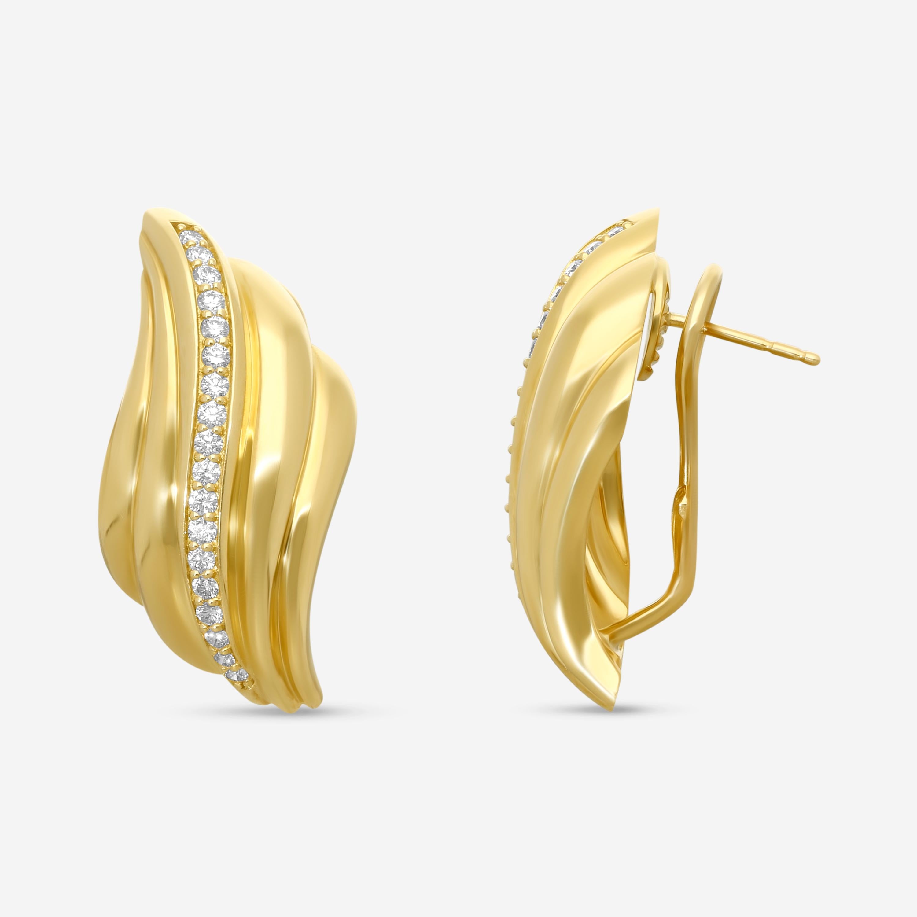 Roberto Coin Des Gold Croissant 18K Yellow Gold Diamond Earrings 111498AYER — view 3