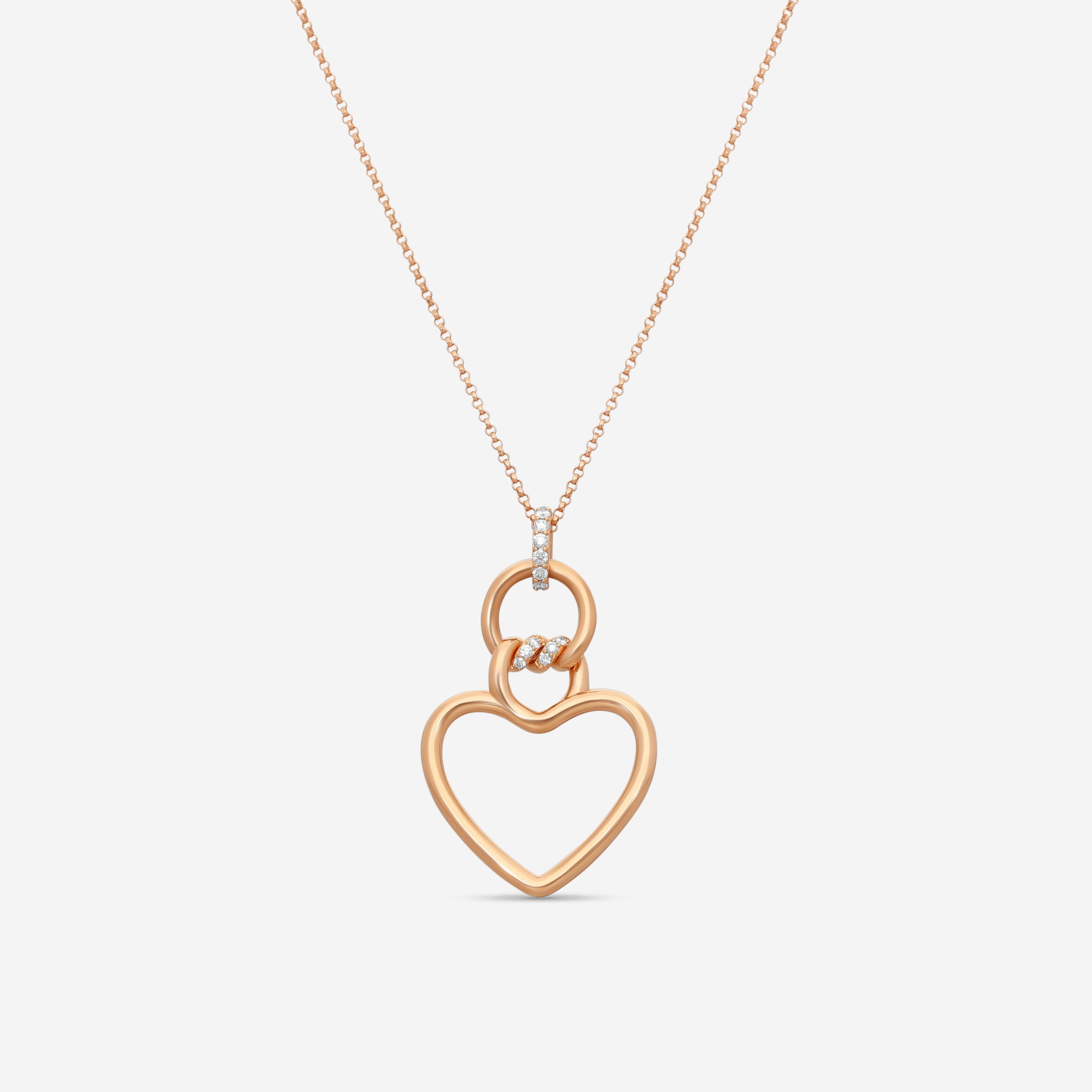 Roberto Coin Cialoma 18K Rose Gold Diamond Medium Heart Pendant Necklace 7773505