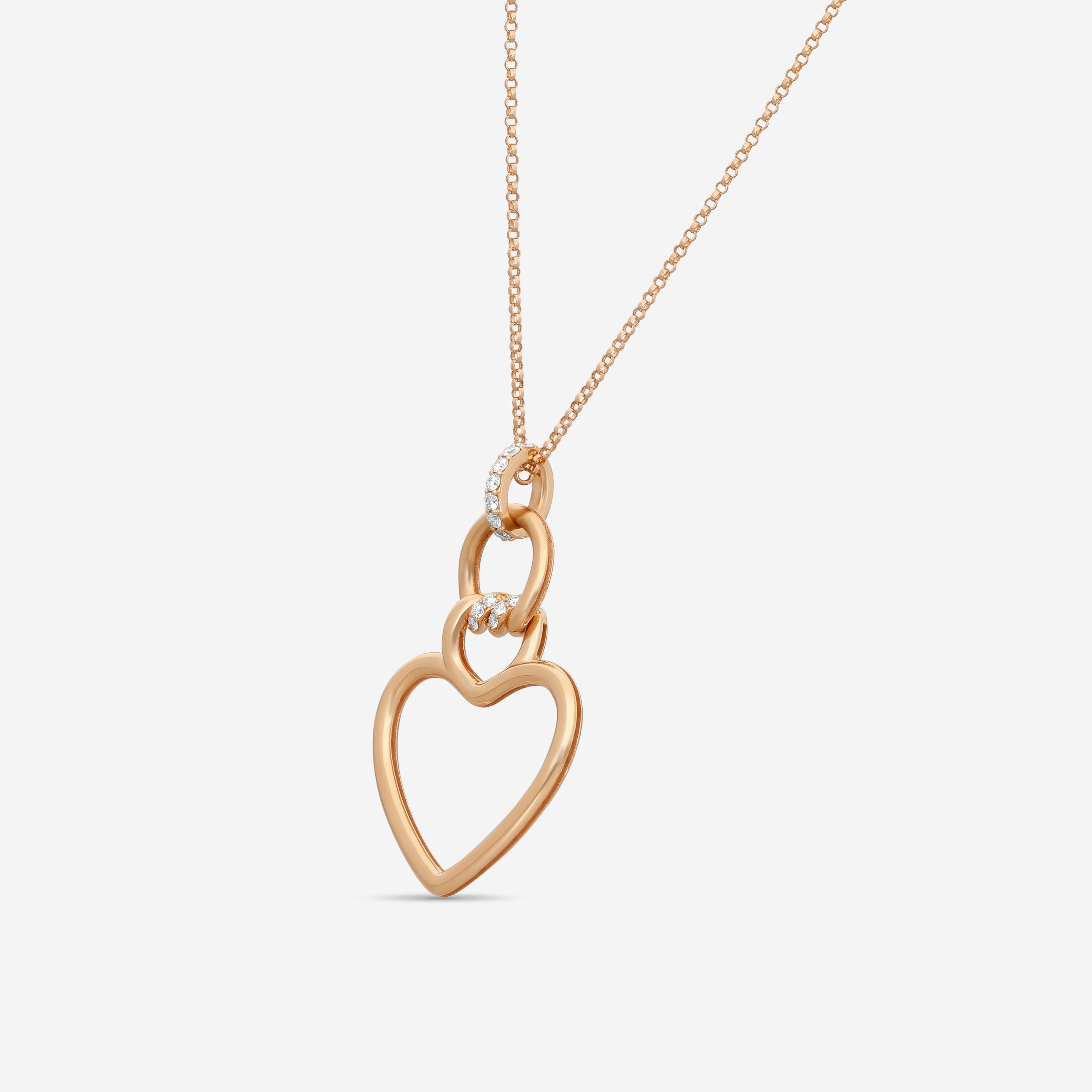 Roberto Coin Cialoma 18K Rose Gold Diamond Medium Heart Pendant Necklace 7773505 — view 2