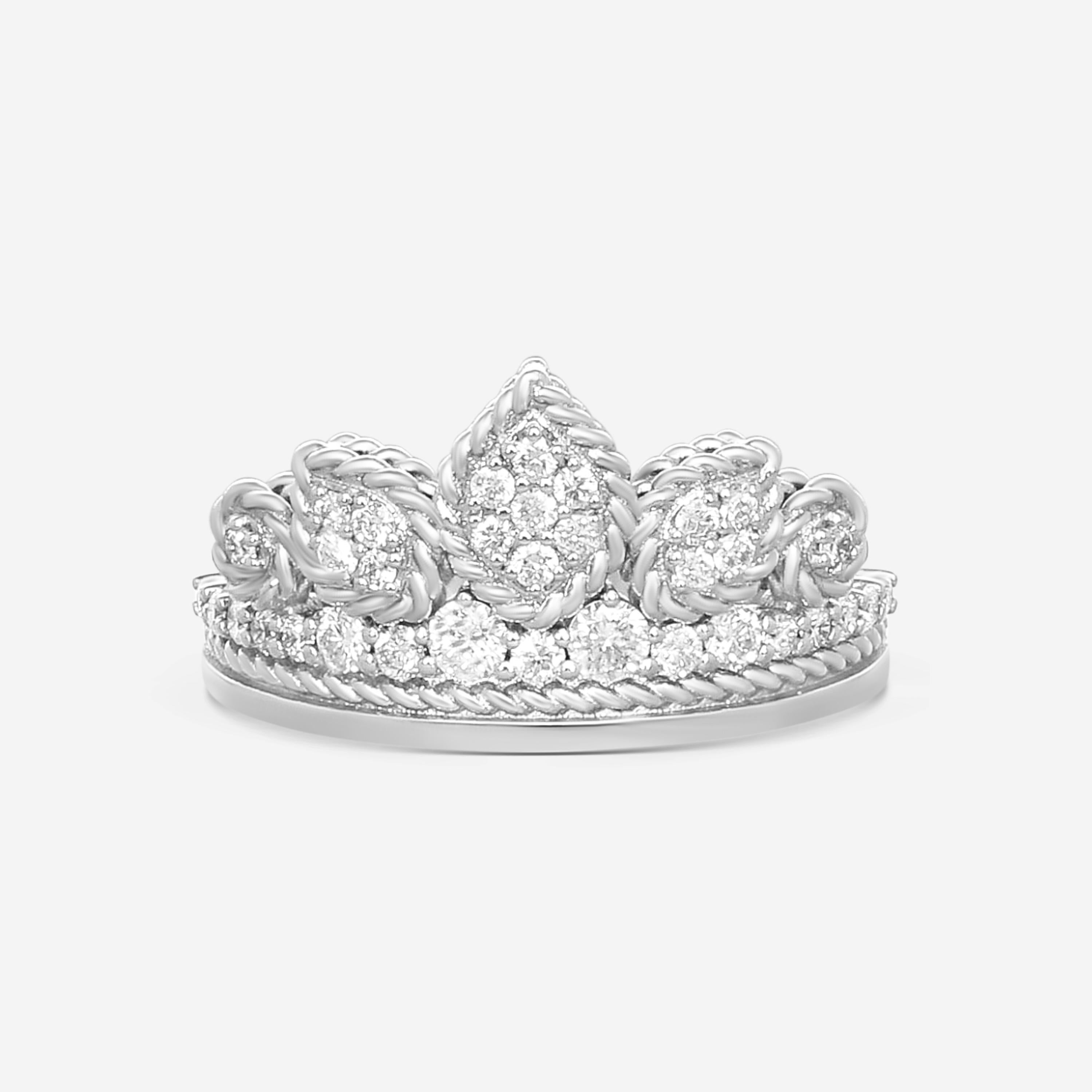 Roberto Coin Cinderella Tiara 18K White Gold Diamond Ring Sz. 6.5 8882706AW65X