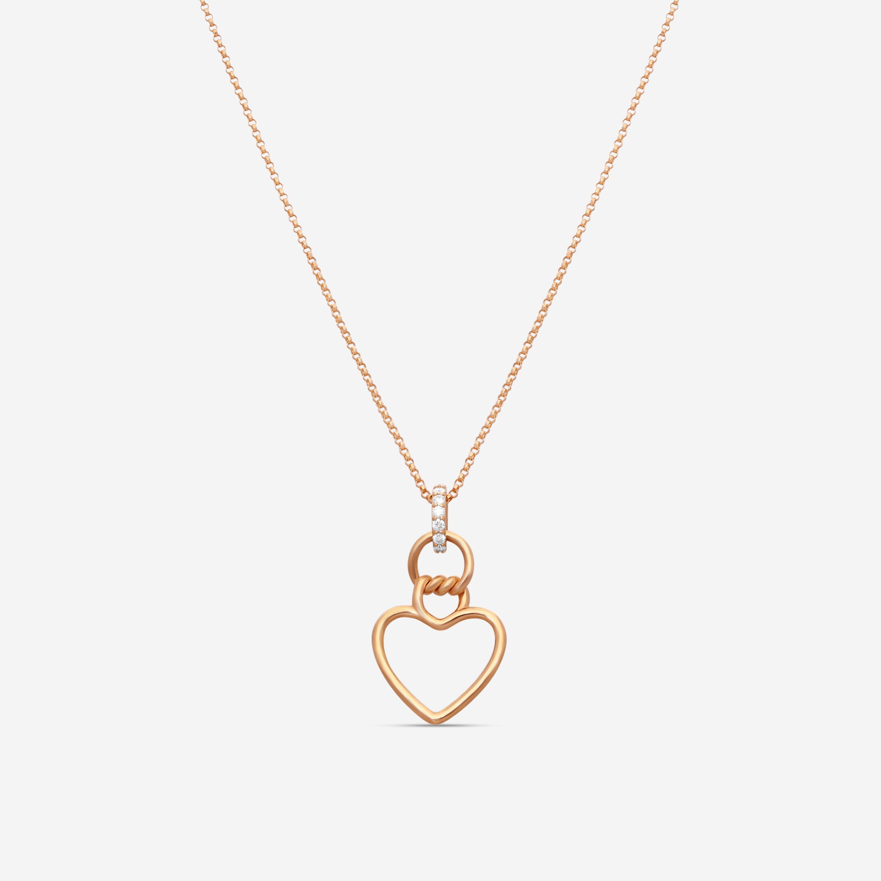 Roberto Coin Cialoma 18K Rose Gold Diamond Small Heart Necklace 7773504AXCHX