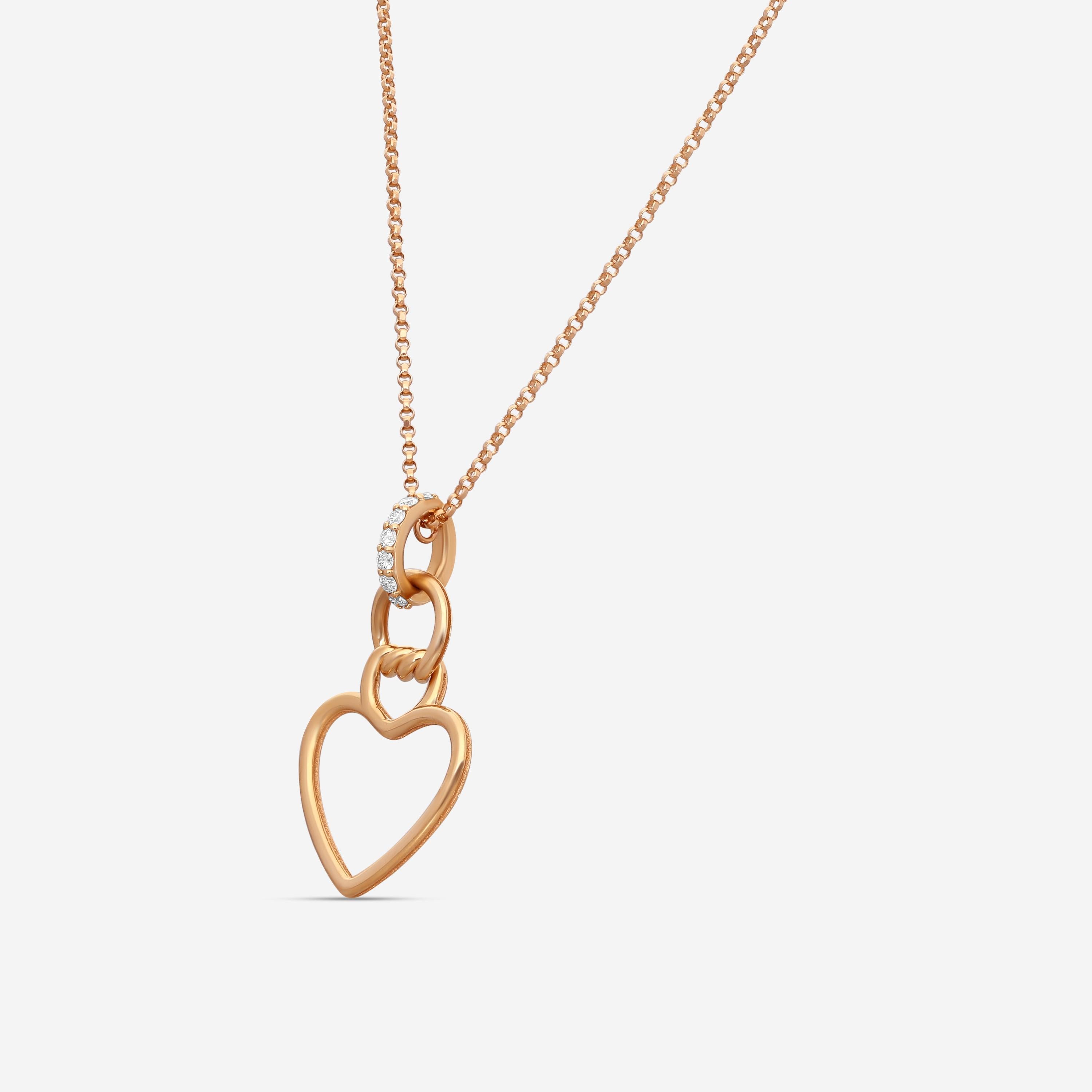Roberto Coin Cialoma 18K Rose Gold Diamond Small Heart Necklace 7773504AXCHX — view 2