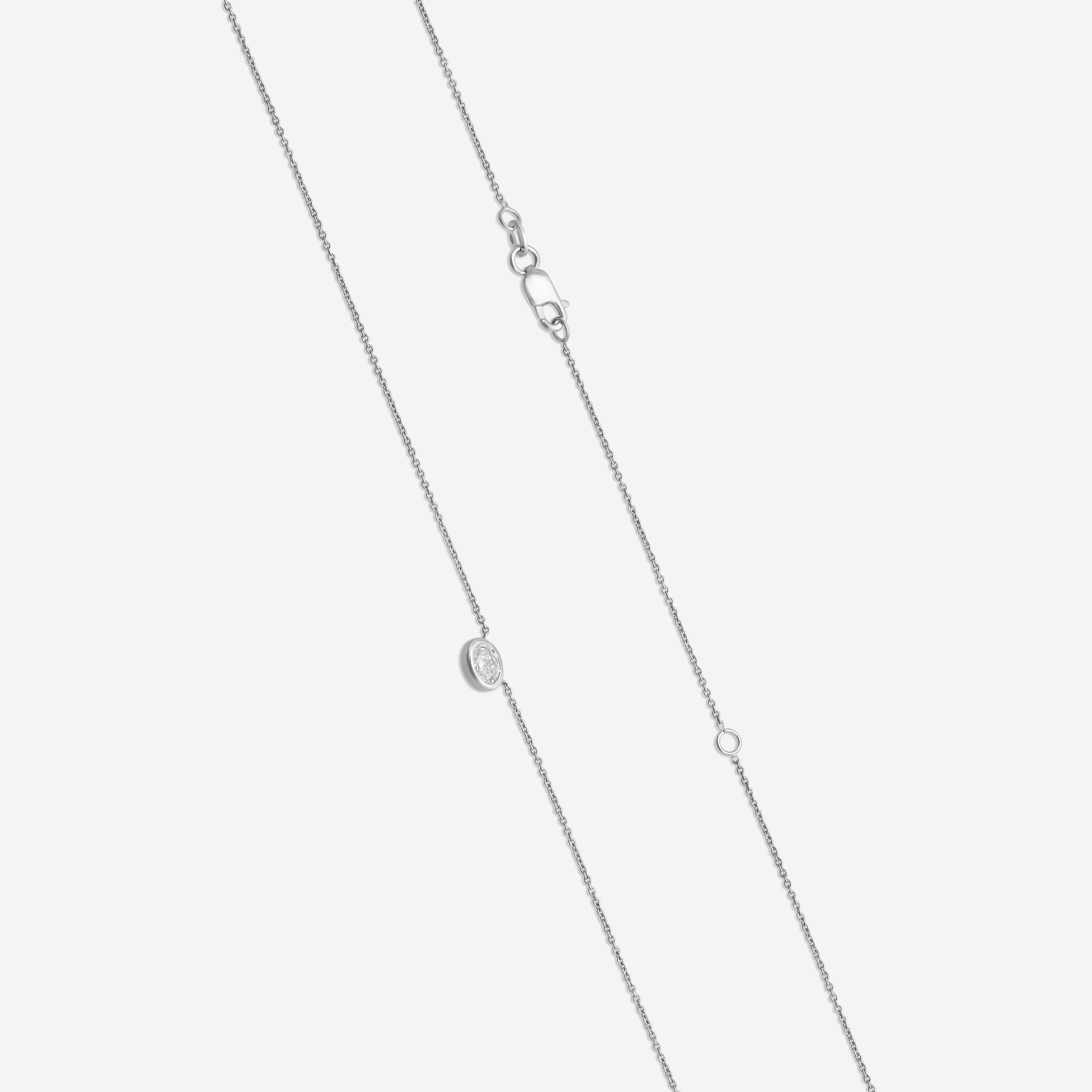 Roberto Coin Tiny Treasures 18K White Gold Diamond Oval Shape Pendant Necklace 111431AWCHX0 — view 3