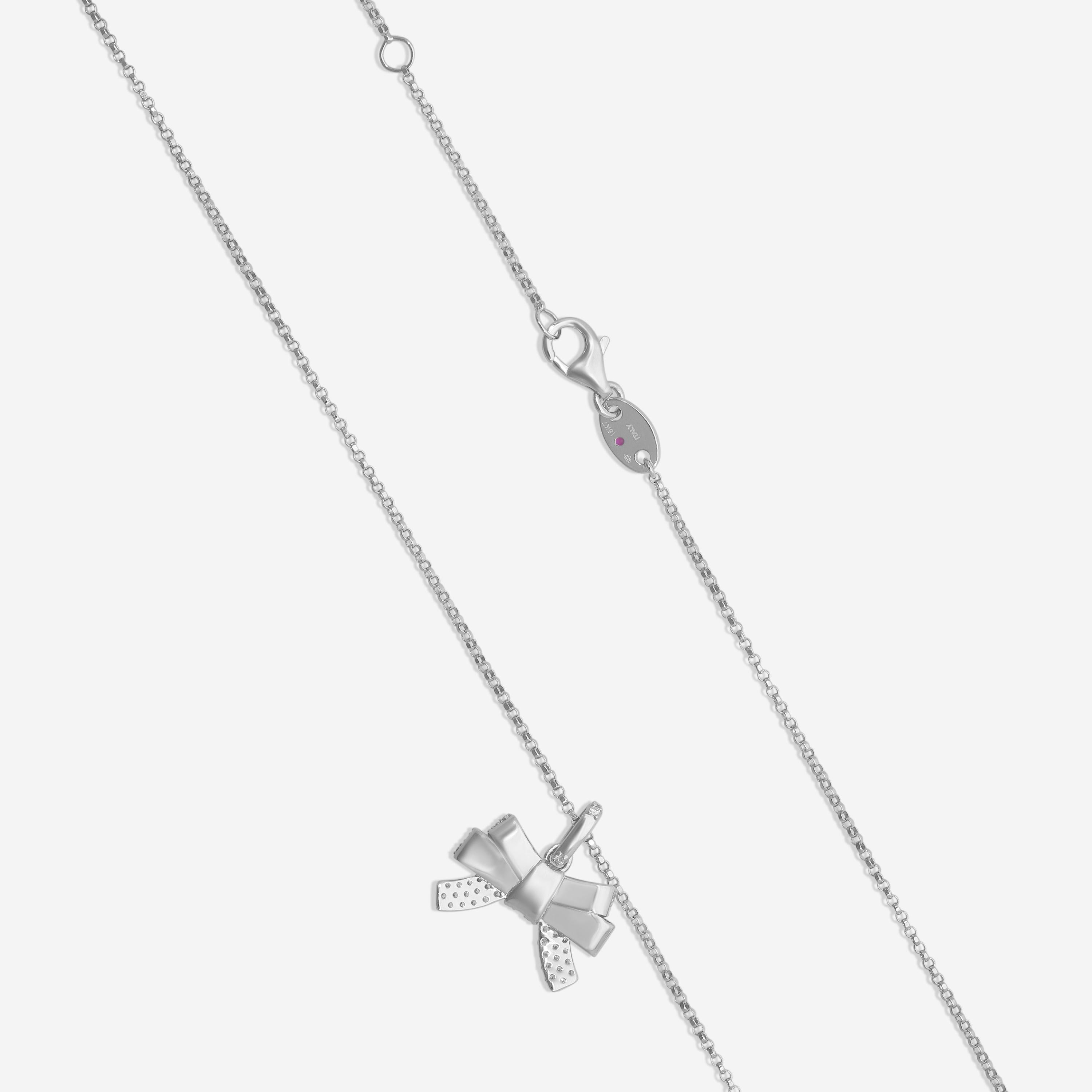 Roberto Coin Cinderella Bow 18K White Gold Diamond Necklace 8882685AWCHX — view 3