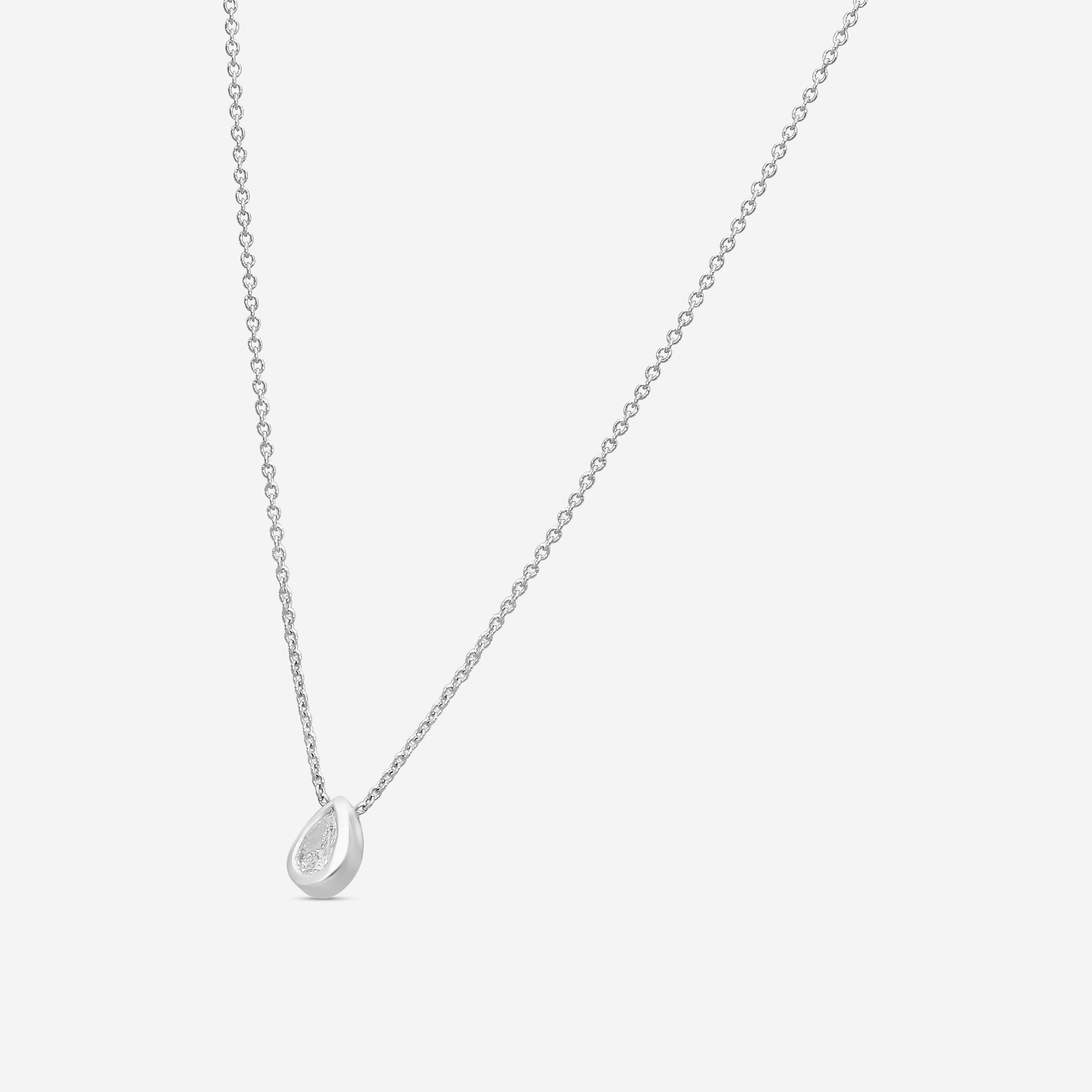 Roberto Coin Tiny Treasures 18K White Gold Diamond Pear Pendant Necklace 111433 — view 2