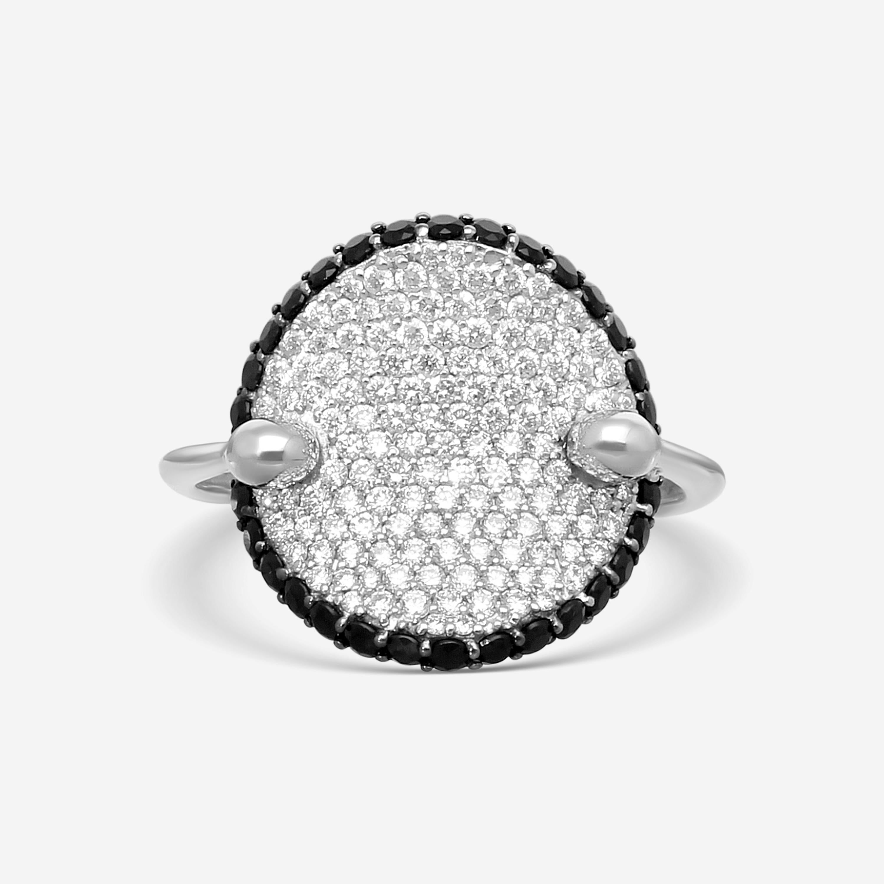 Roberto Coin Fantasia 18K White Gold Diamond & Black Sapphire Ring Sz. 6.5 48811