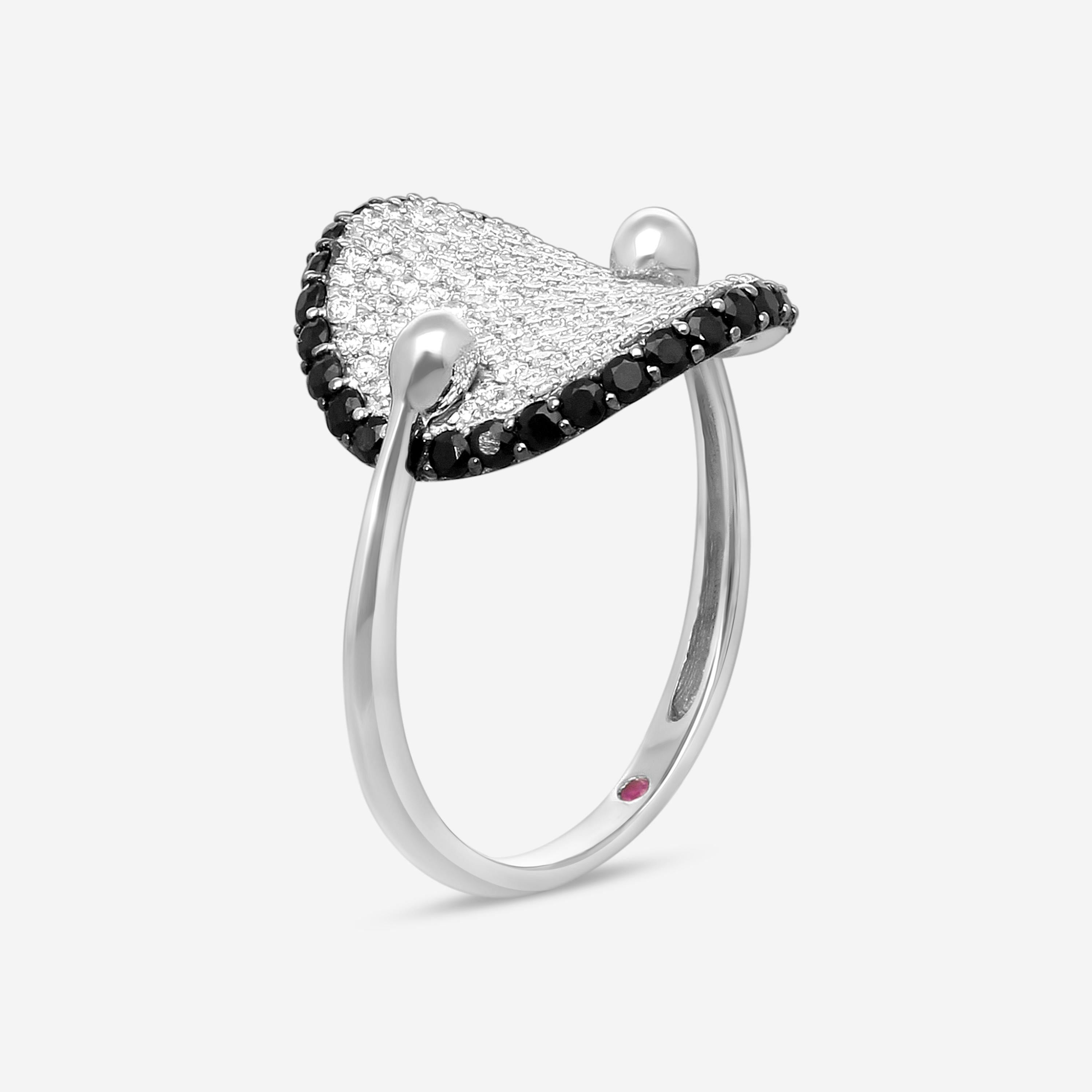 Roberto Coin Fantasia 18K White Gold Diamond & Black Sapphire Ring Sz. 6.5 48811 — view 2