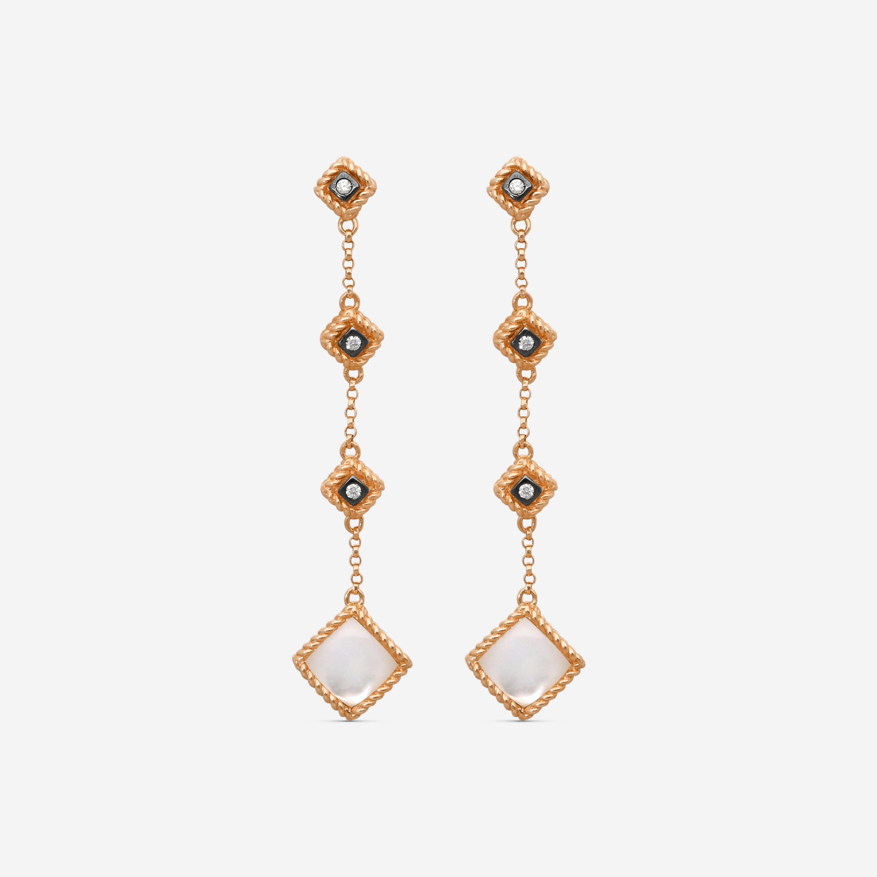 Roberto Coin Palazzo Ducale 18K Rose Gold Diamond & MOP Drop Earrings 7773020AXE