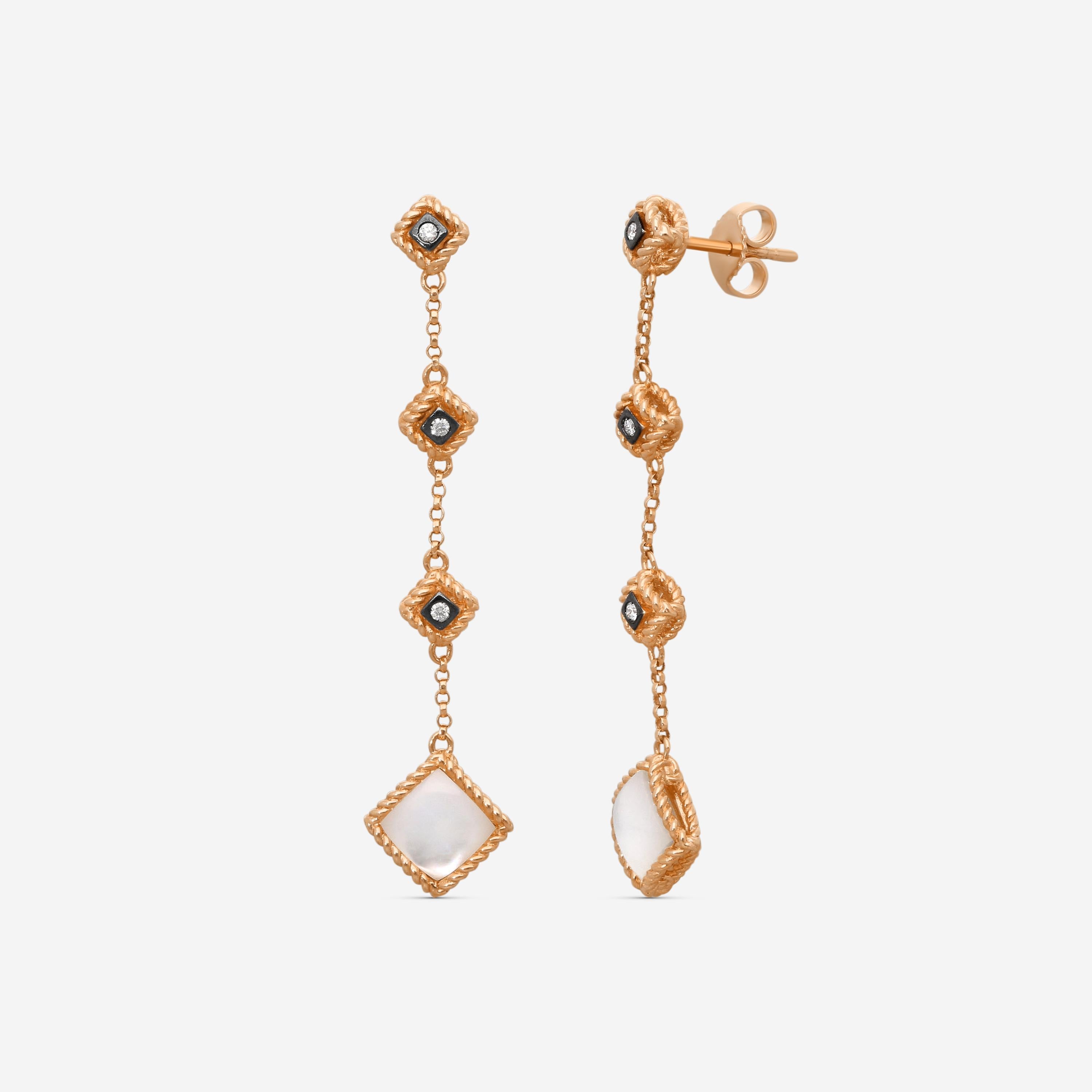 Roberto Coin Palazzo Ducale 18K Rose Gold Diamond & MOP Drop Earrings 7773020AXE — view 2