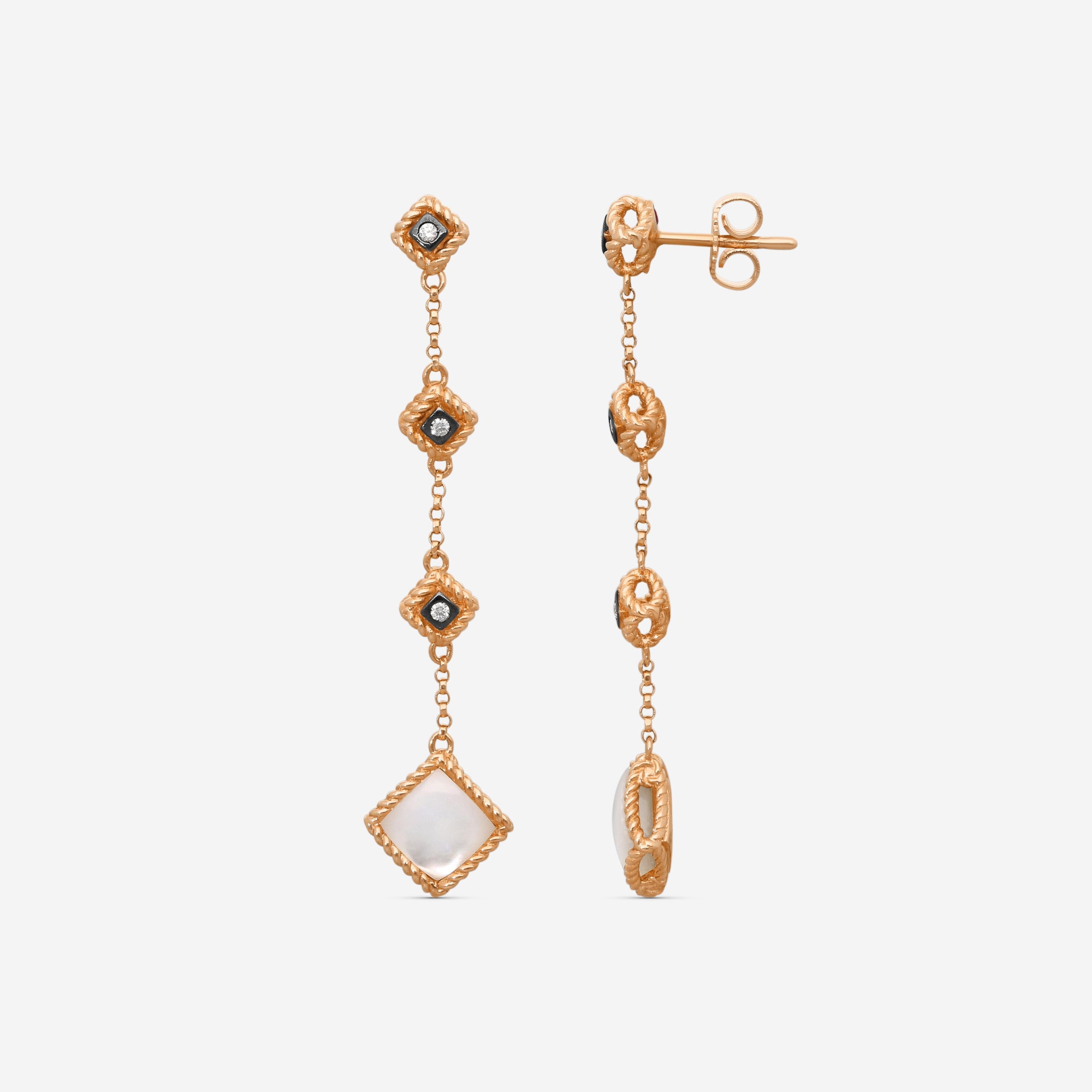 Roberto Coin Palazzo Ducale 18K Rose Gold Diamond & MOP Drop Earrings 7773020AXE — view 3