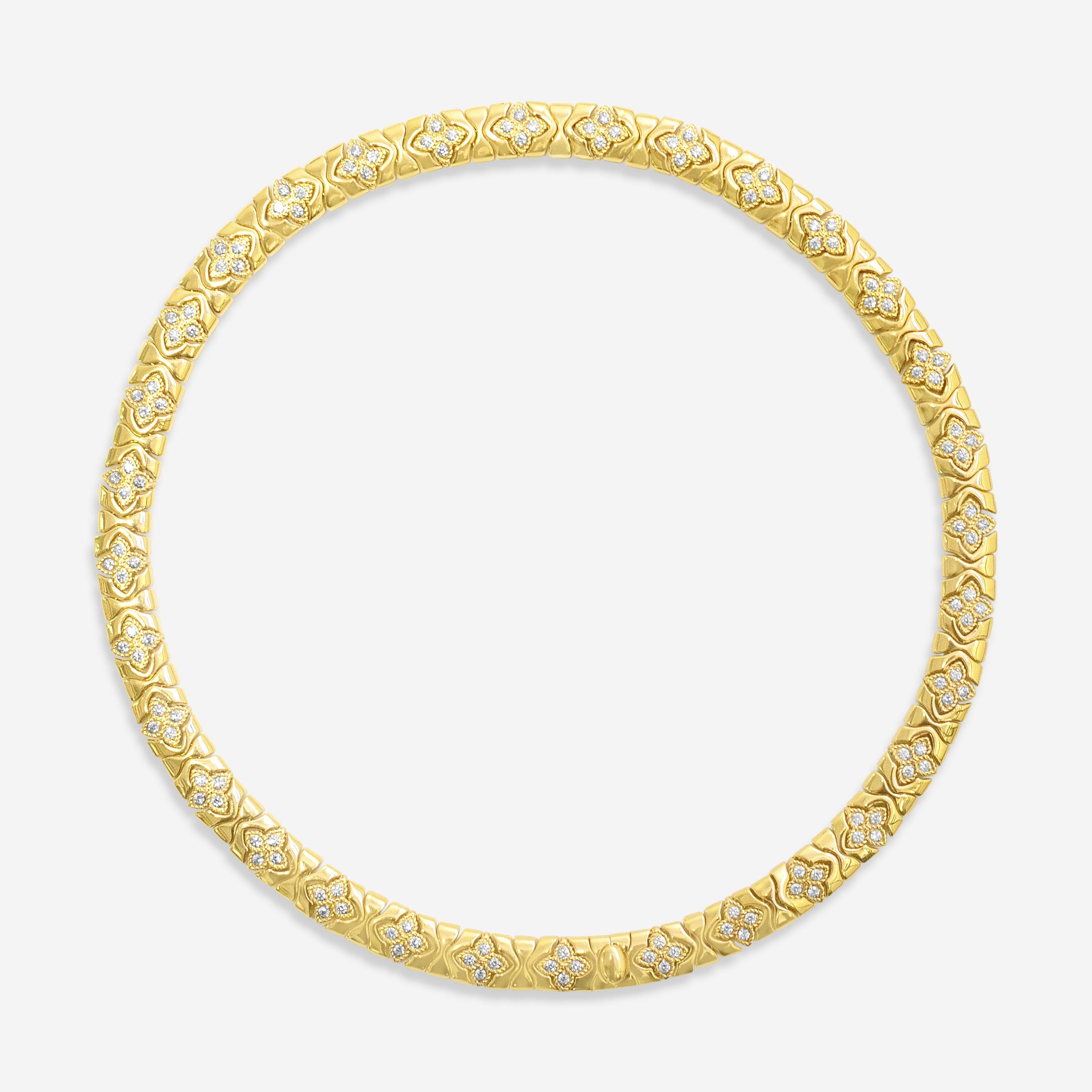 Roberto Coin Royal Princess Flower 18K Yellow Gold Diamond Choker Necklace 77729