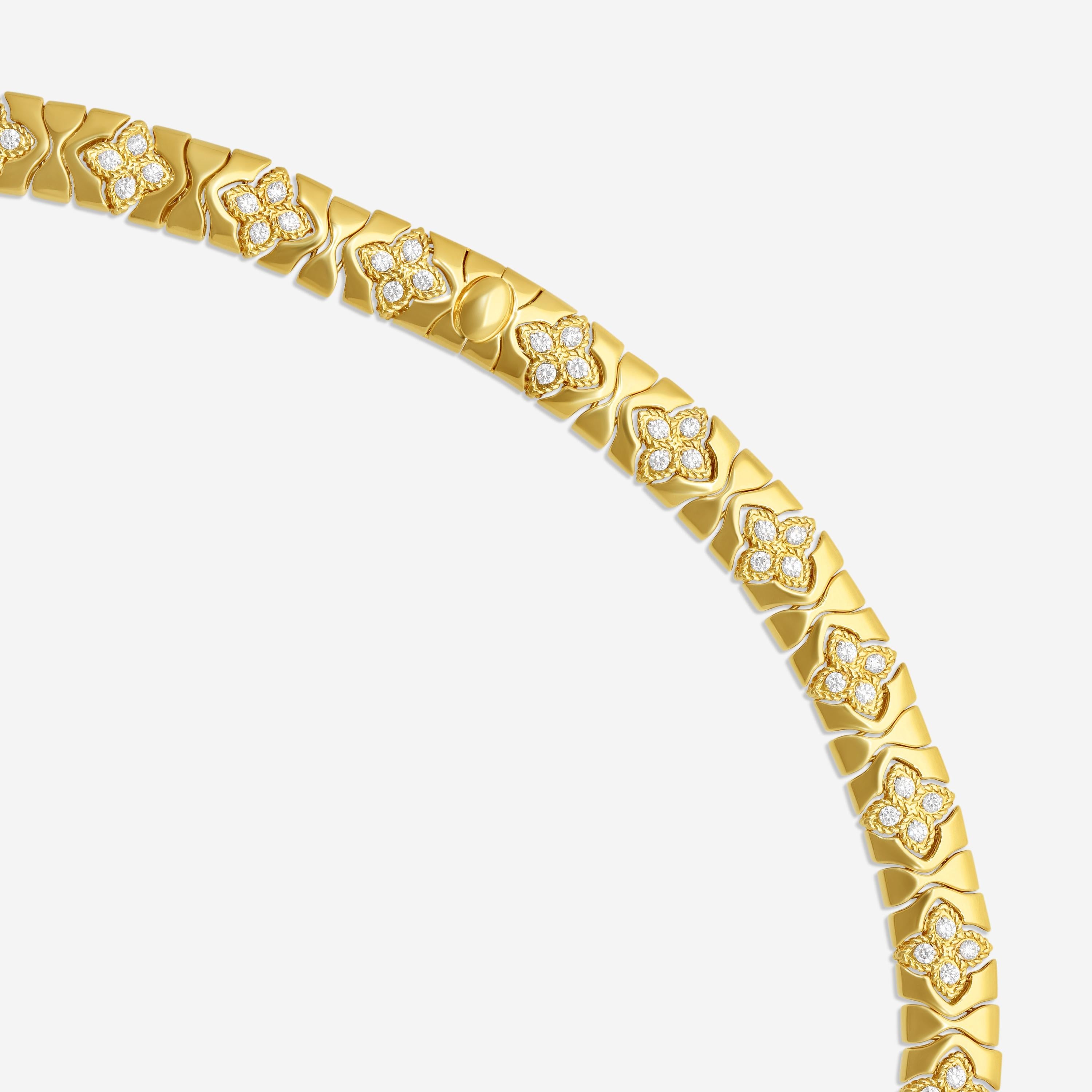 Roberto Coin Royal Princess Flower 18K Yellow Gold Diamond Choker Necklace 77729 — view 2