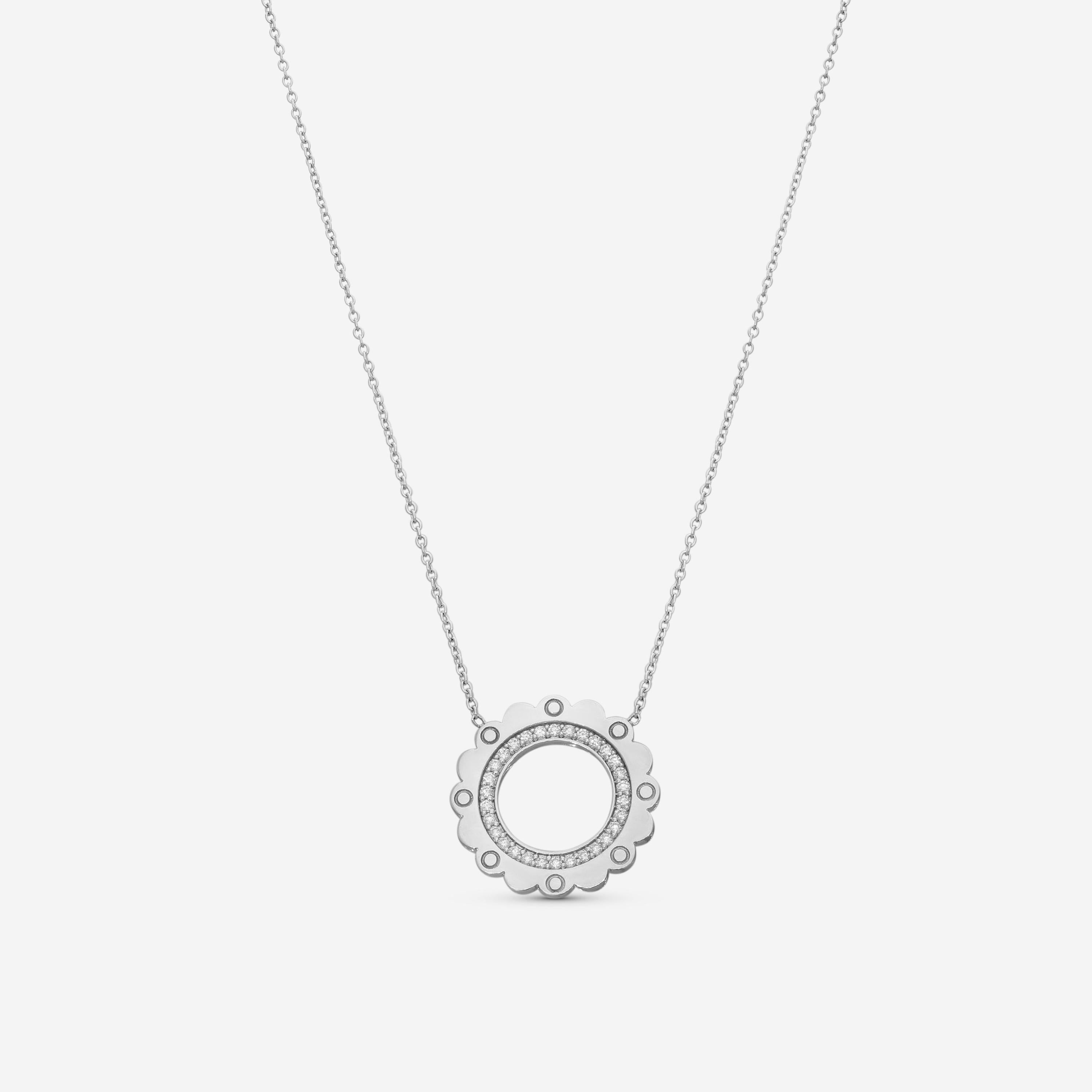 Roberto Coin Gear 18K White Gold Diamond Pendant Necklace 111485AWCHX0