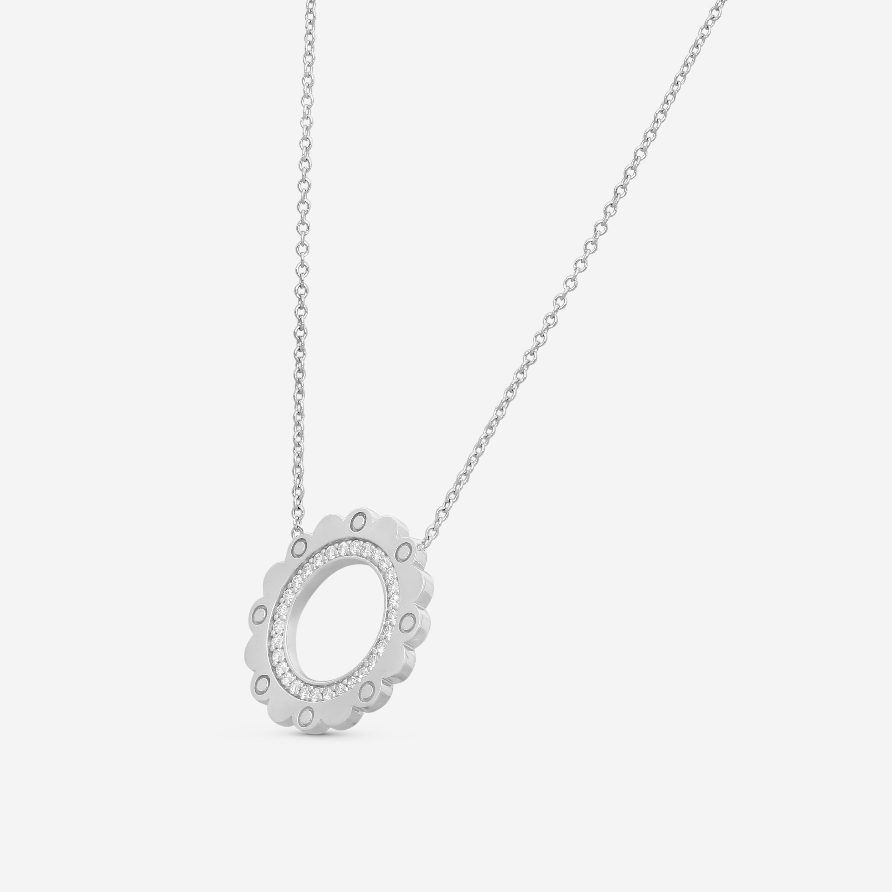 Roberto Coin Gear 18K White Gold Diamond Pendant Necklace 111485AWCHX0 — view 2